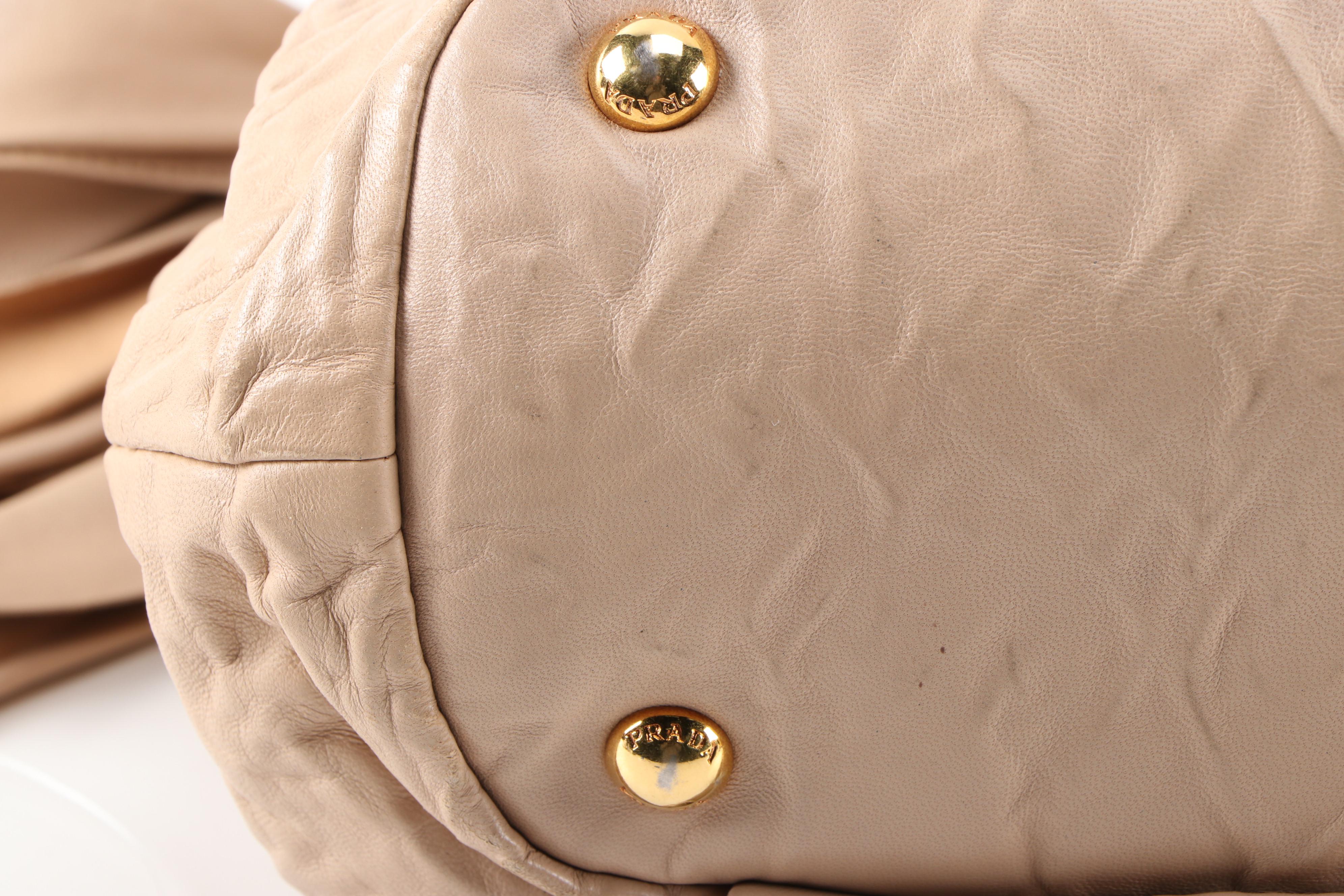 Prada Small Bow Bag in Beige Antique Nappa Leather with Shoulder Strap