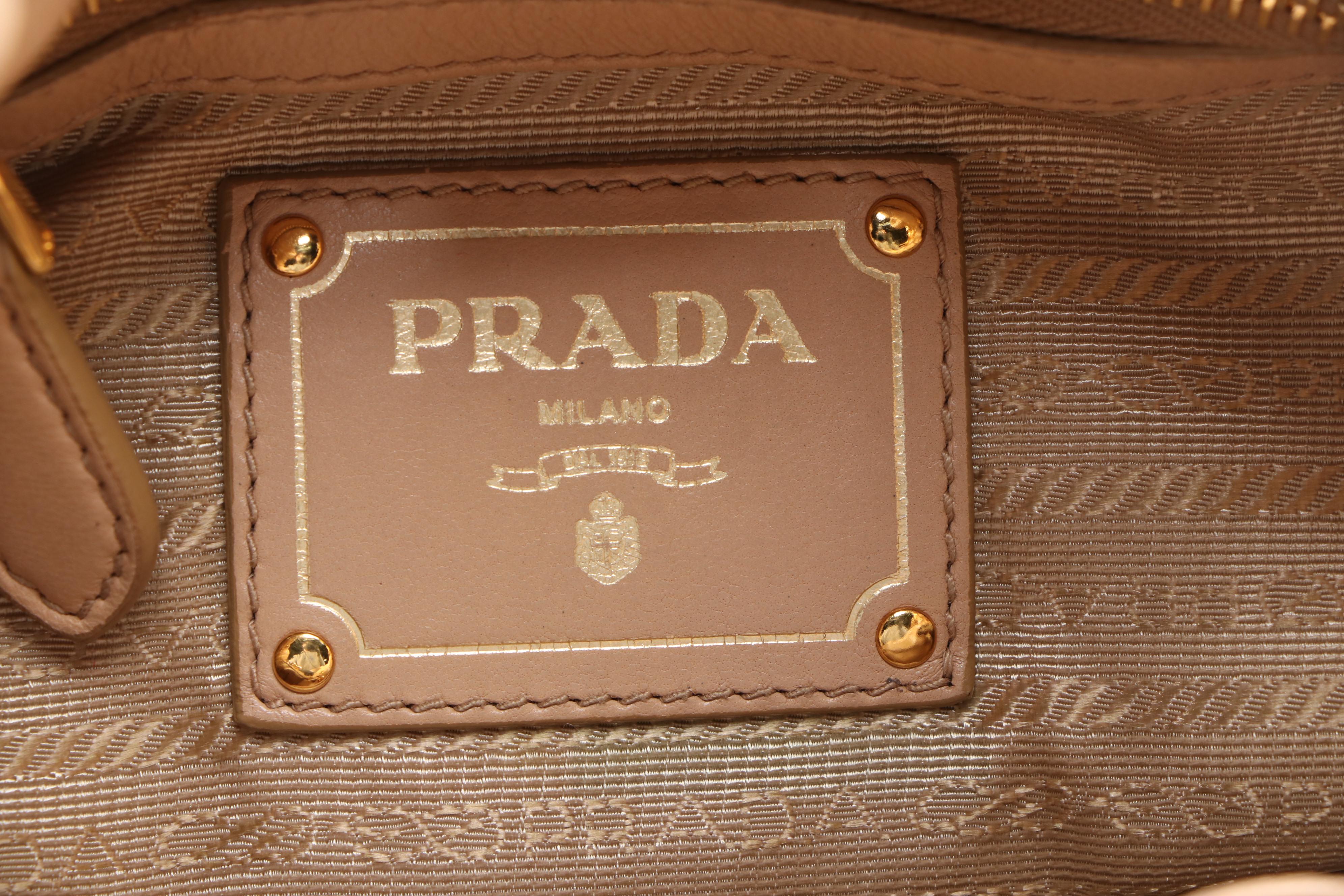 Prada Small Bow Bag in Beige Antique Nappa Leather with Shoulder Strap