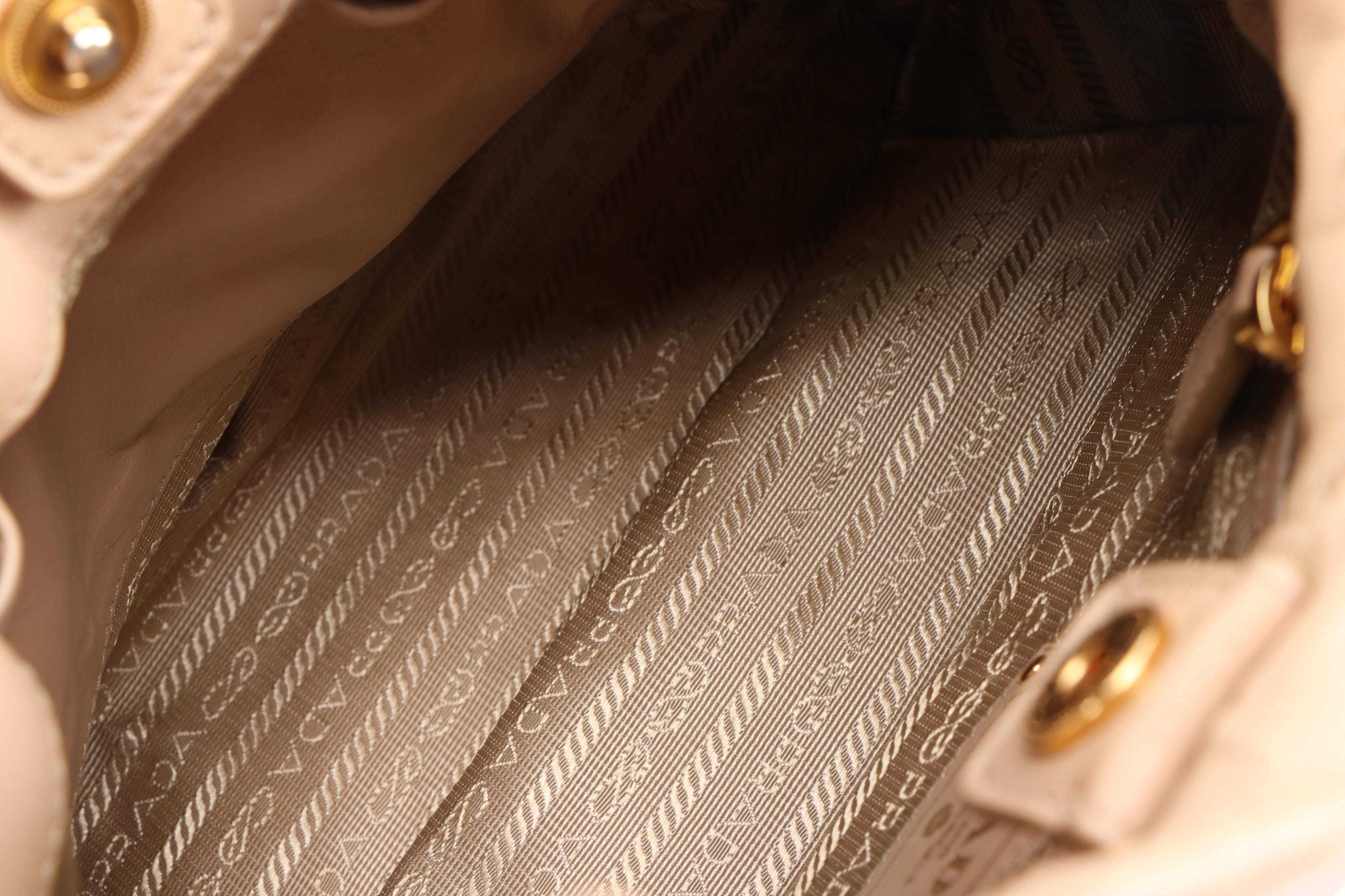 Prada Small Bow Bag in Beige Antique Nappa Leather with Shoulder Strap