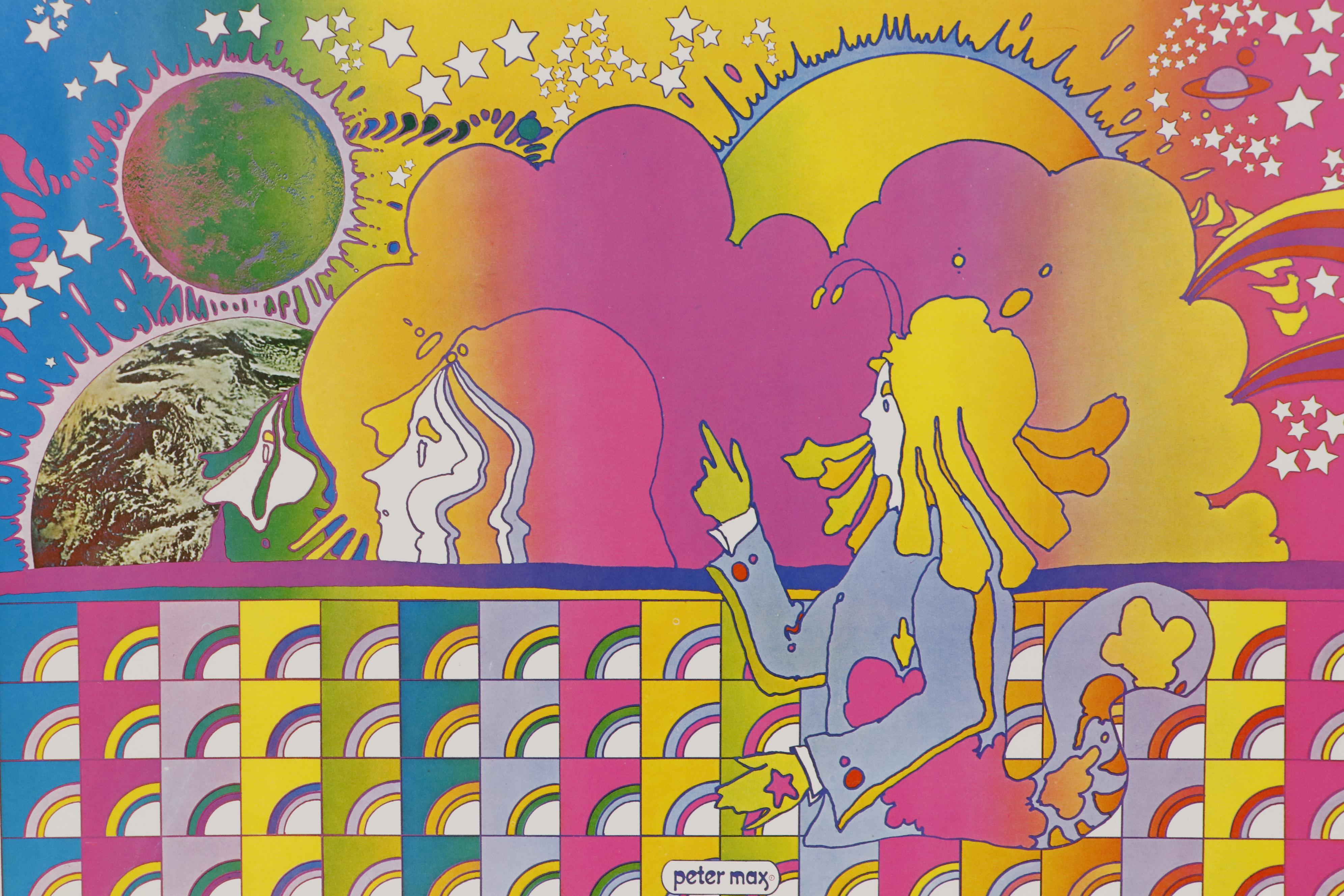 Offset Lithograph after Peter Max "Moon Landing (Man Must Moon)"