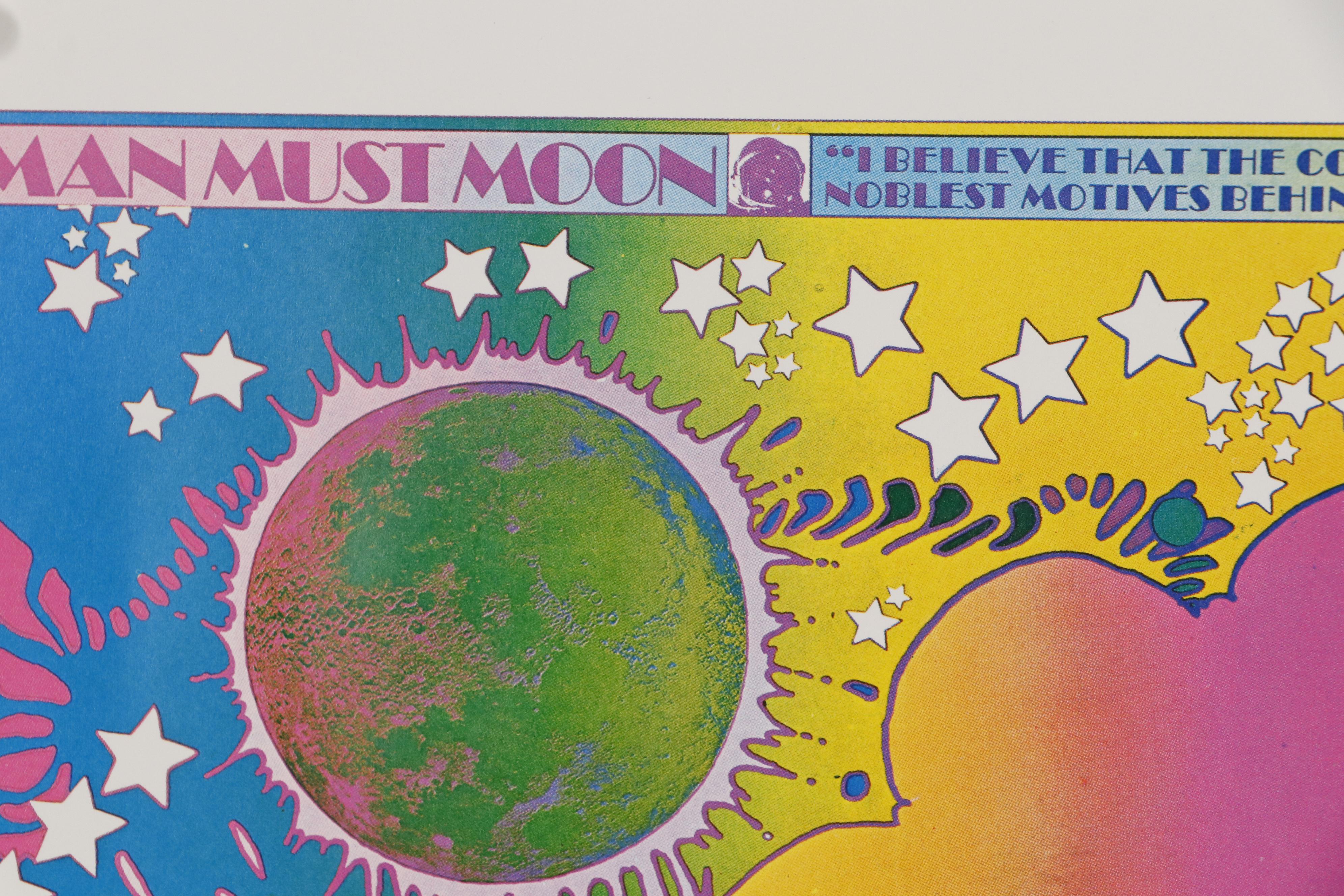 Offset Lithograph after Peter Max "Moon Landing (Man Must Moon)"