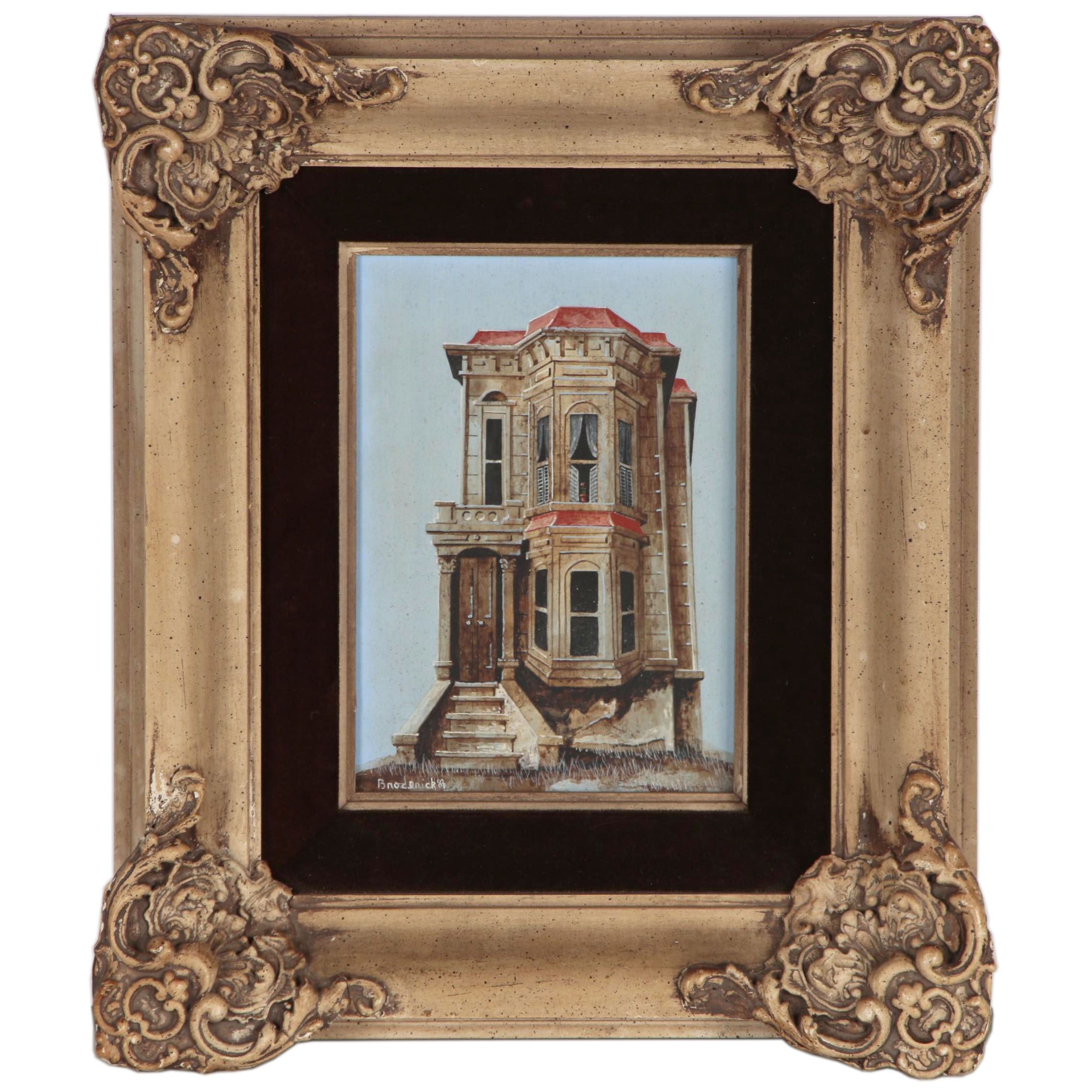 Carl Broderick Oil Painting of Stone House