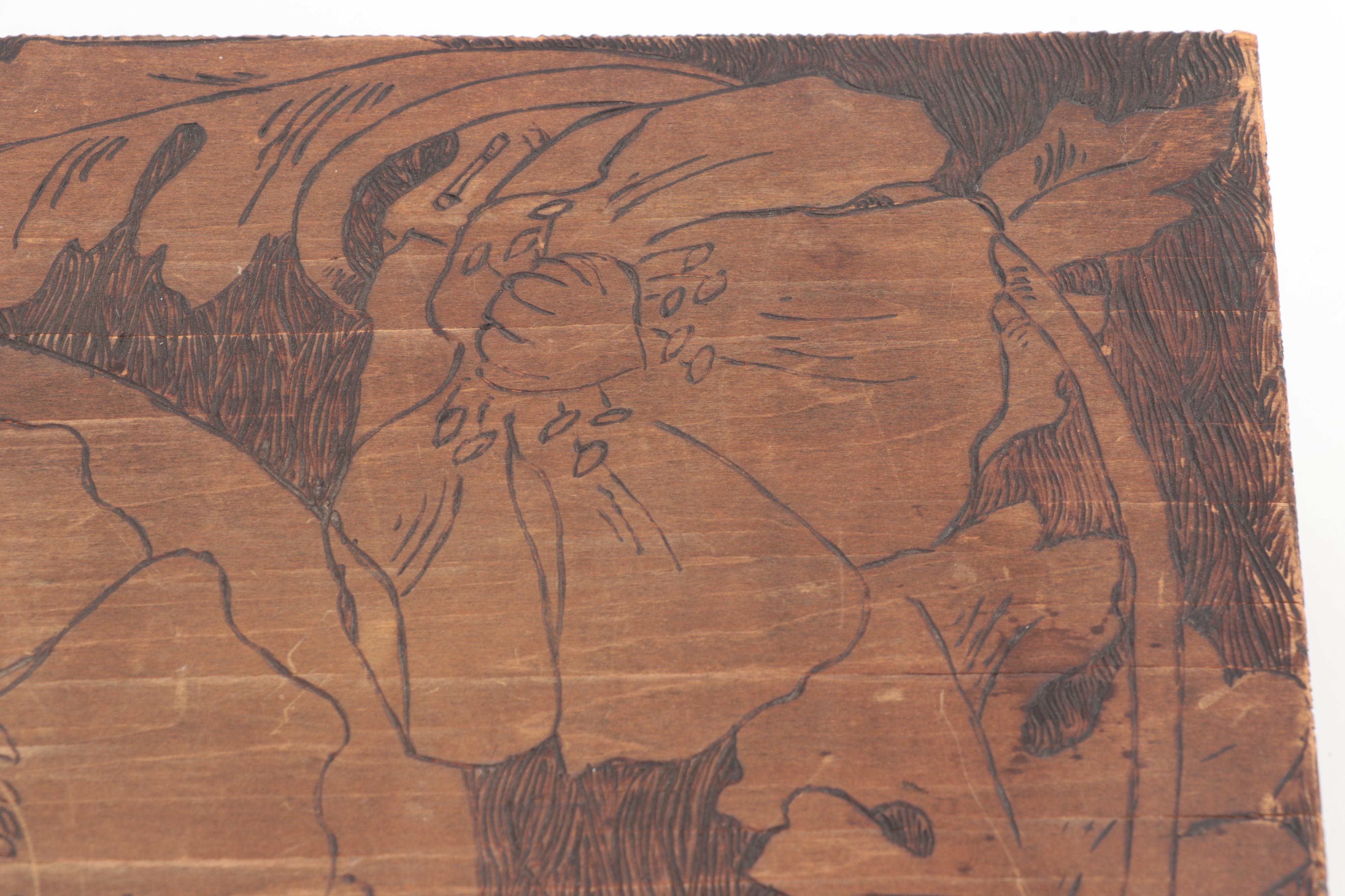 Two Figural Pyrography Boxes