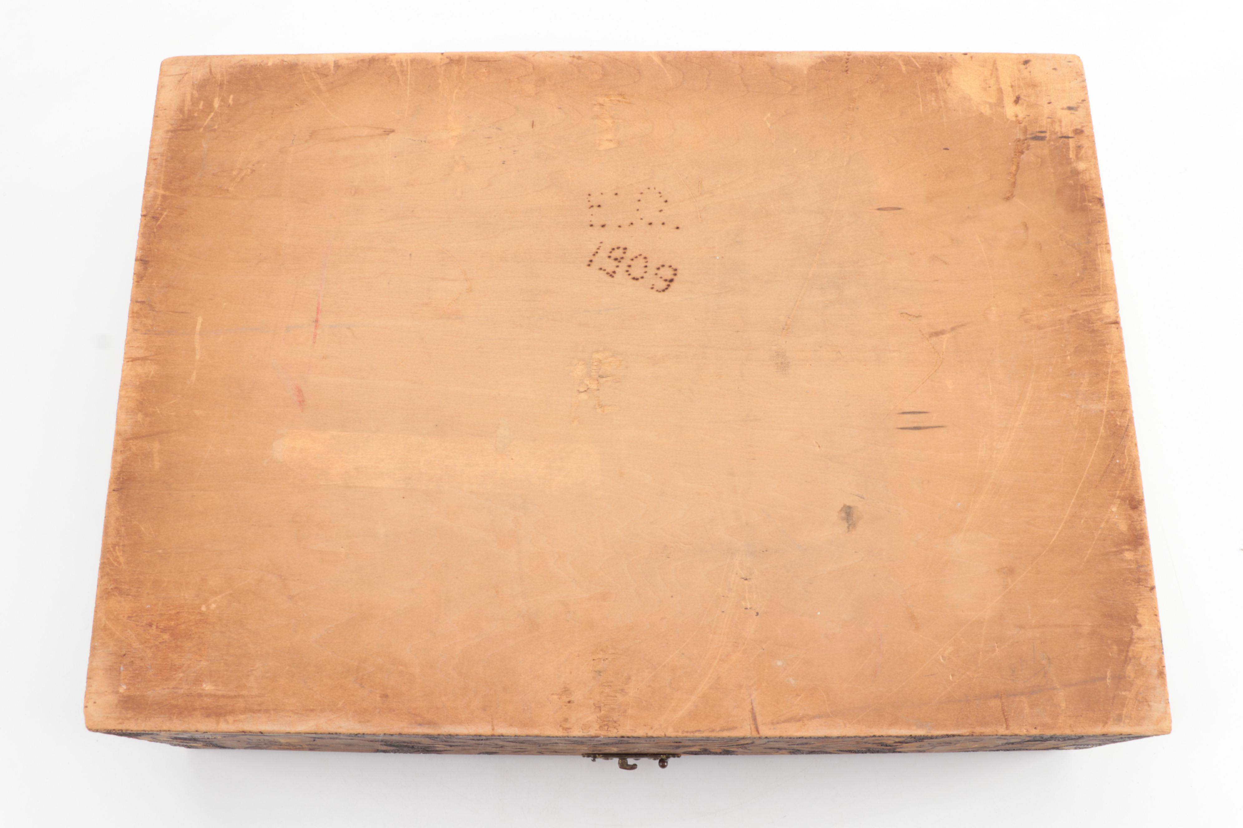 Two Figural Pyrography Boxes