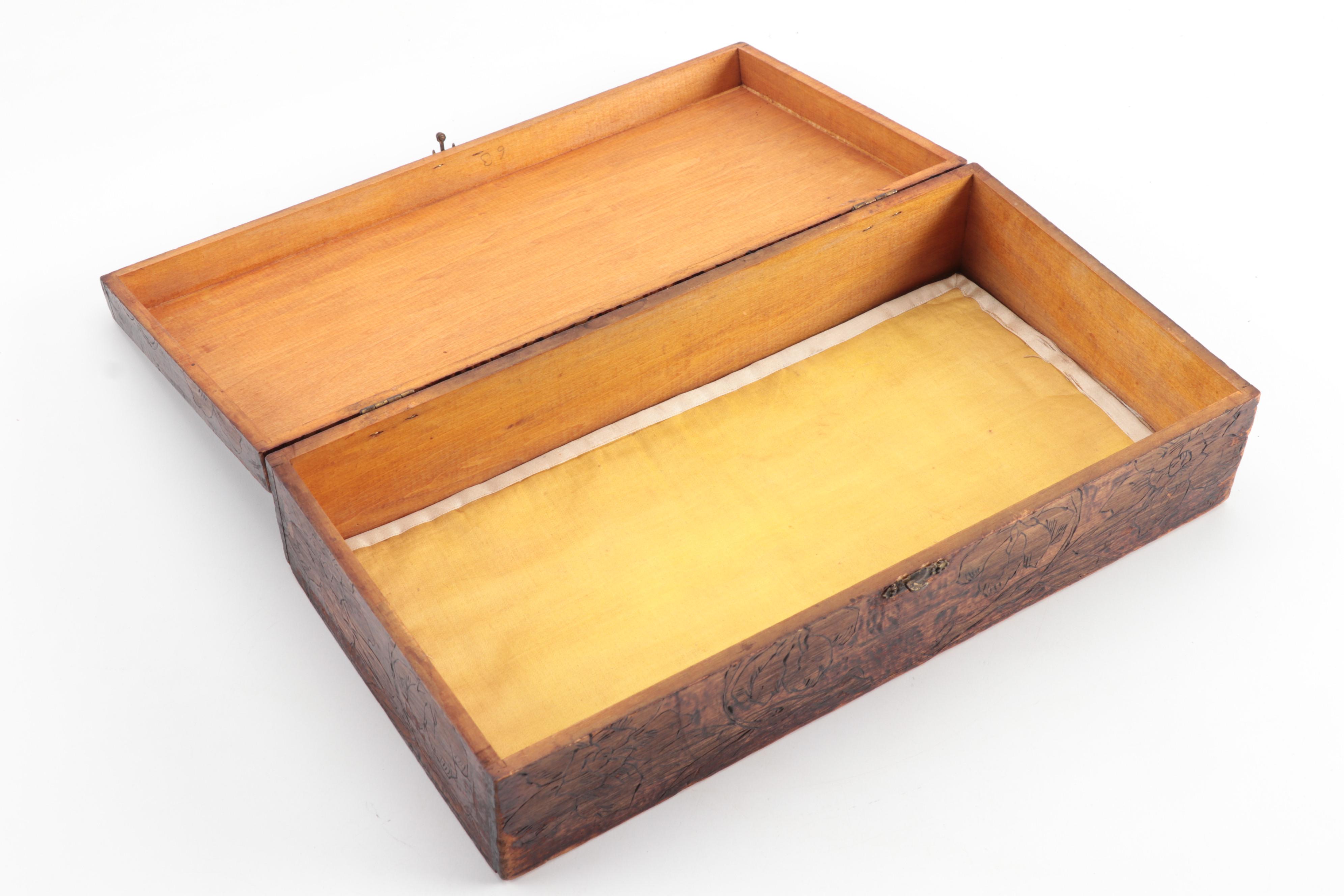 Two Figural Pyrography Boxes