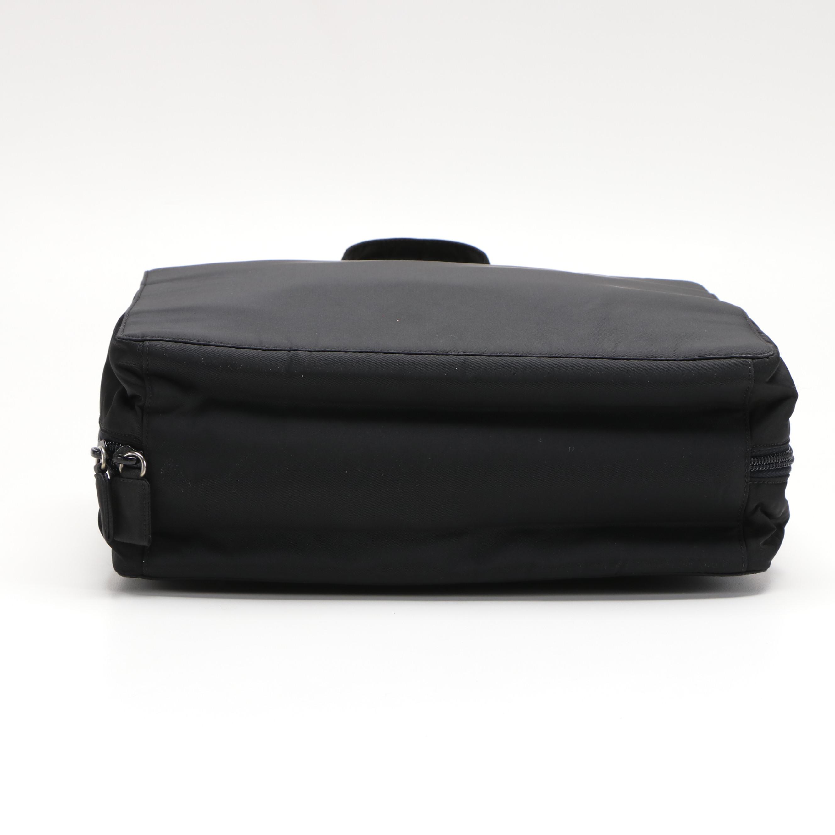 Prada Black Tessuto Nylon Top Handle Toiletry Bag