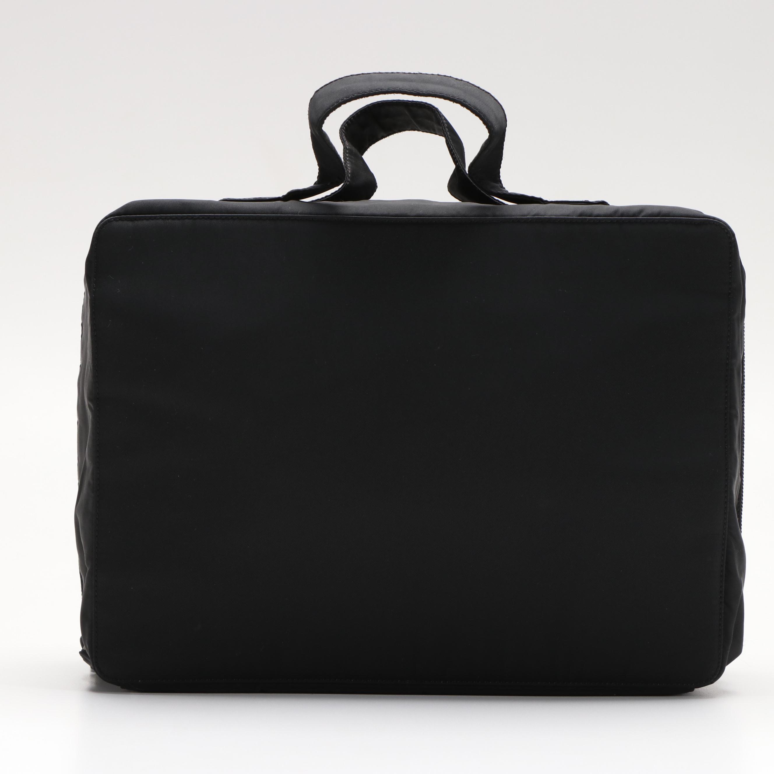 Prada Black Tessuto Nylon Top Handle Toiletry Bag