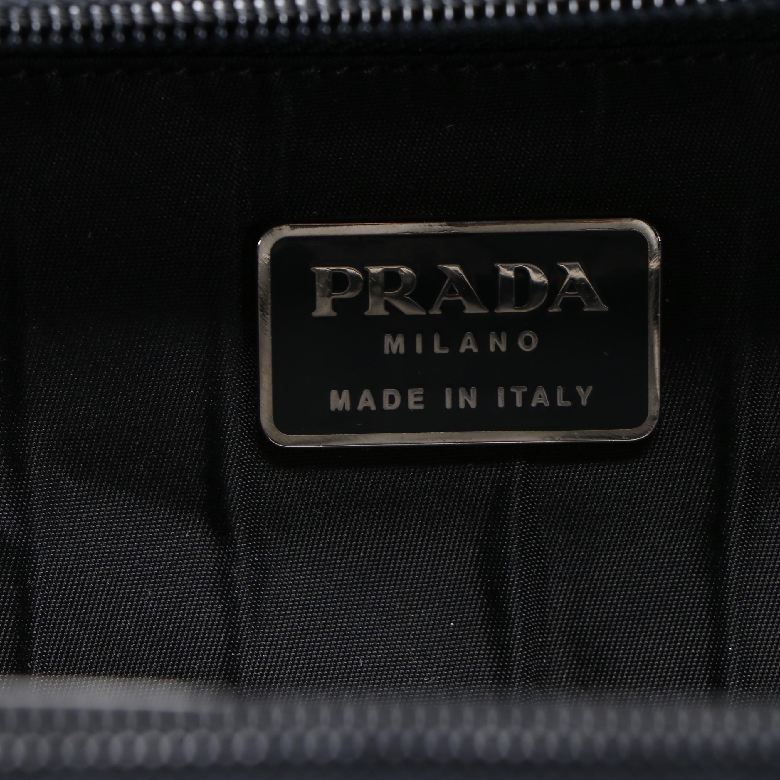 Prada Black Tessuto Nylon Top Handle Toiletry Bag