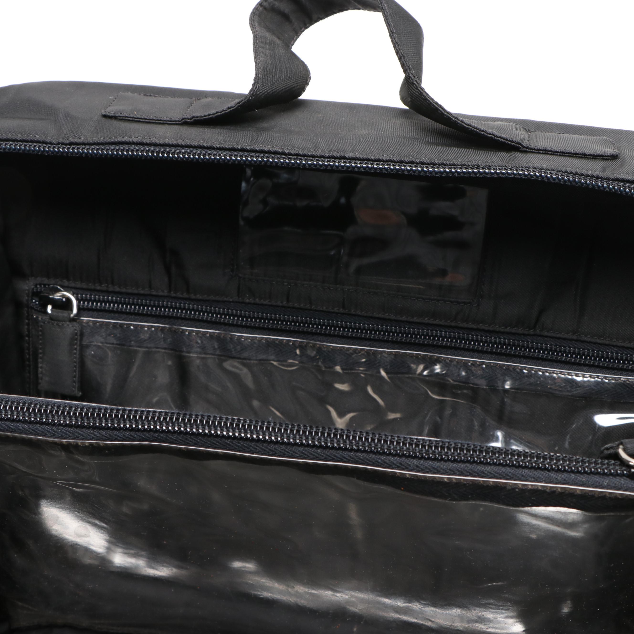 Prada Black Tessuto Nylon Top Handle Toiletry Bag