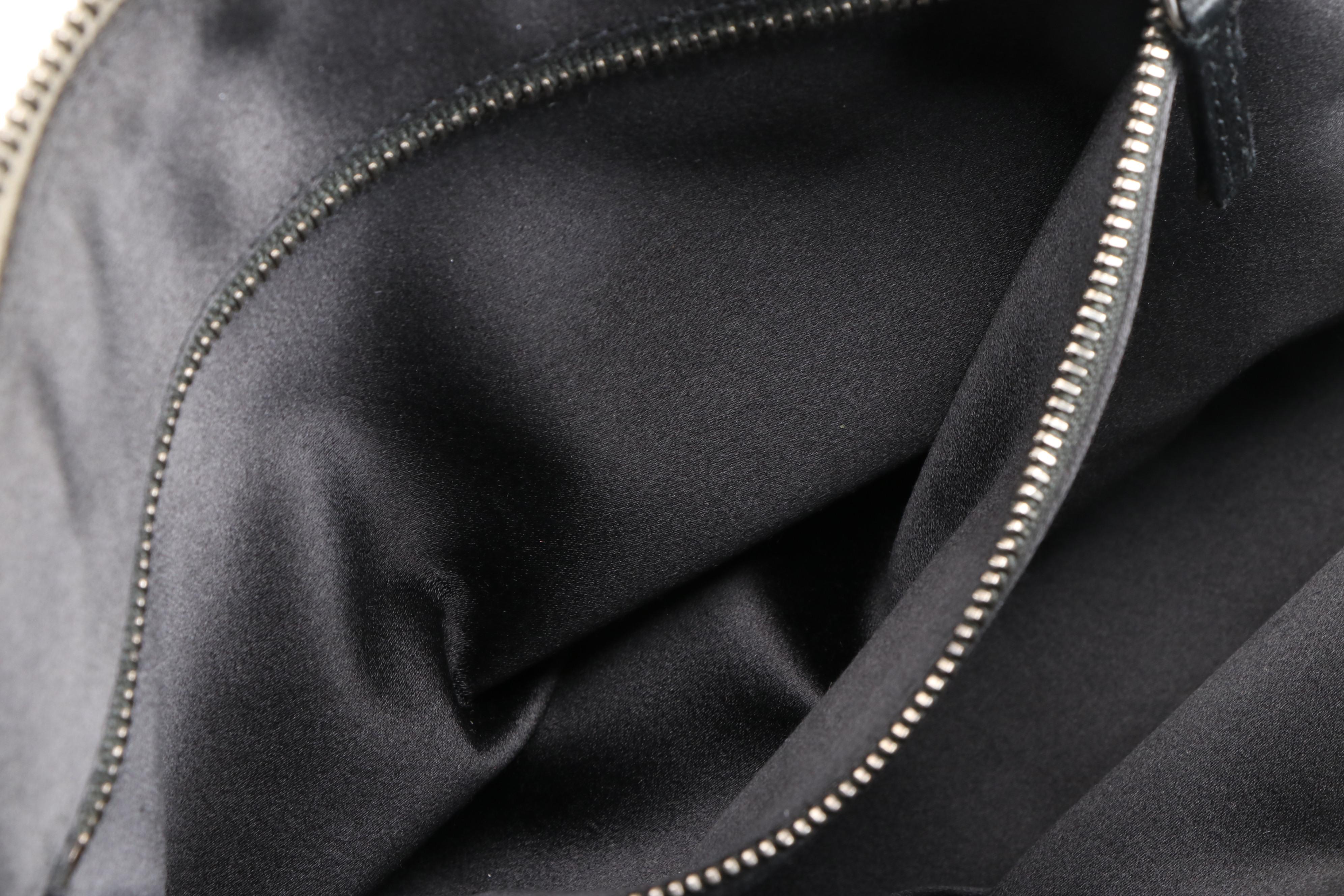 Prada Domed Handbag in Green Canapa Canvas with Ostrich Leather Trim