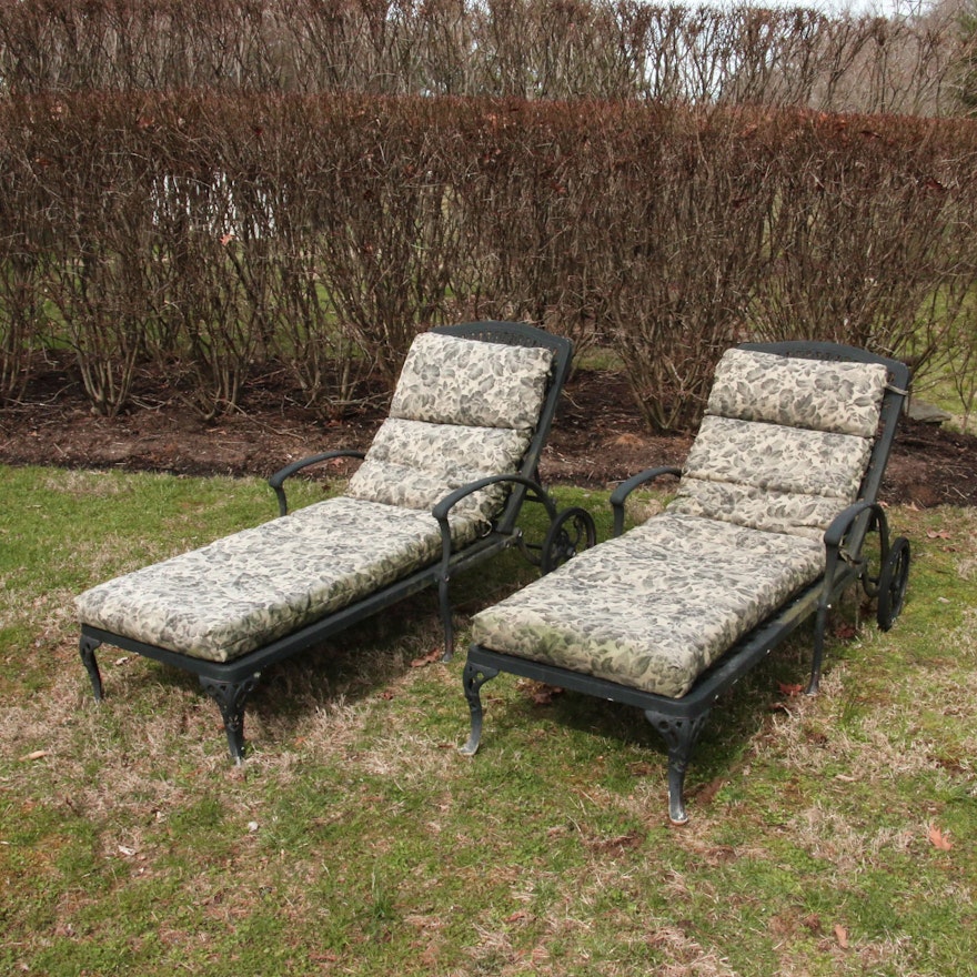 Meadowcraft Style Wrought Iron Outdoor Lounge Chairs