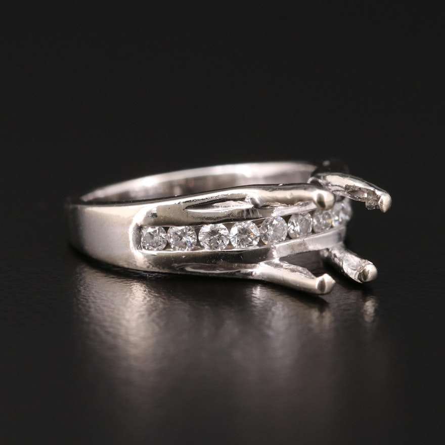 14K White Gold Diamond Semi-Mount