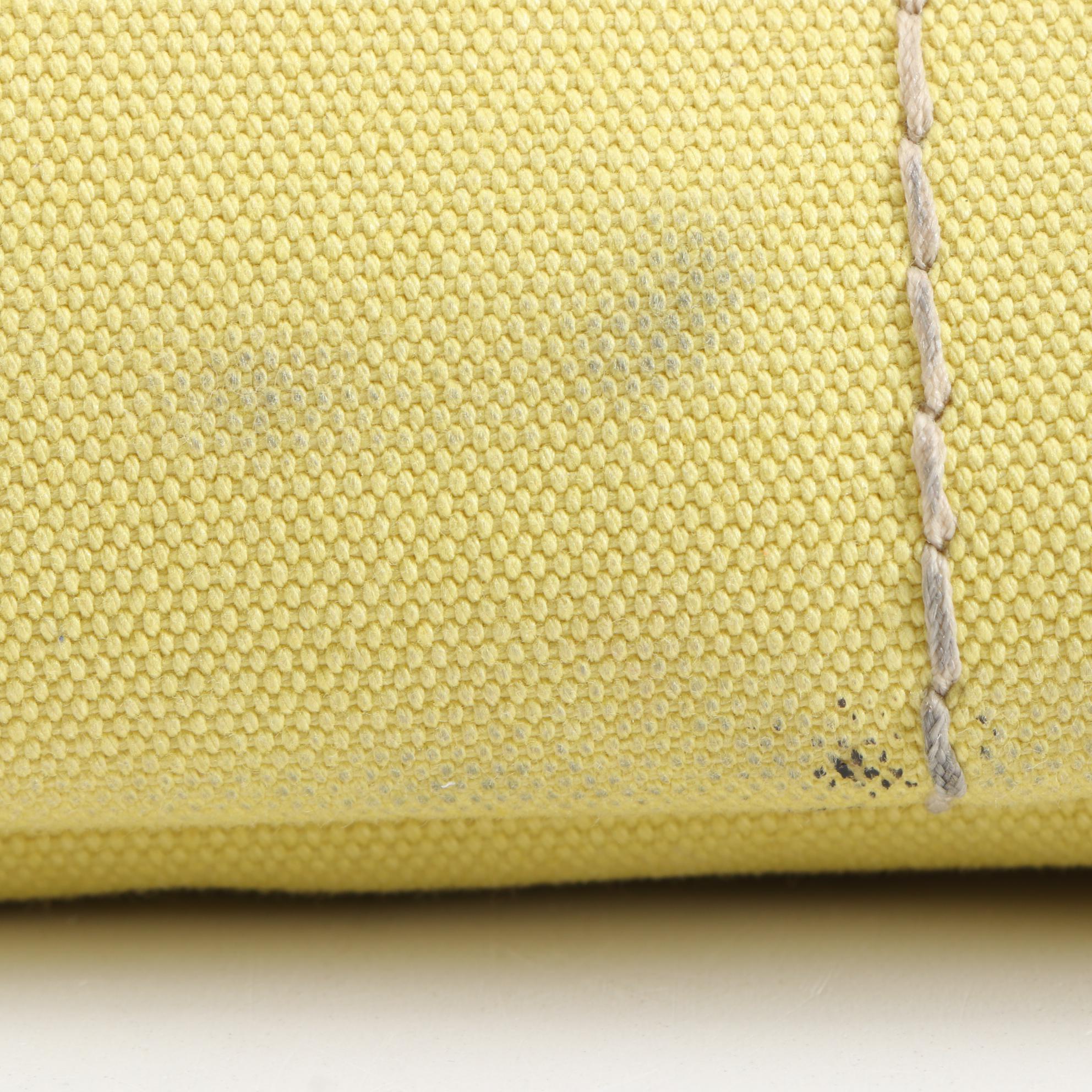 Prada Yellow Canapa Canvas Satchel with Contrast Stitching