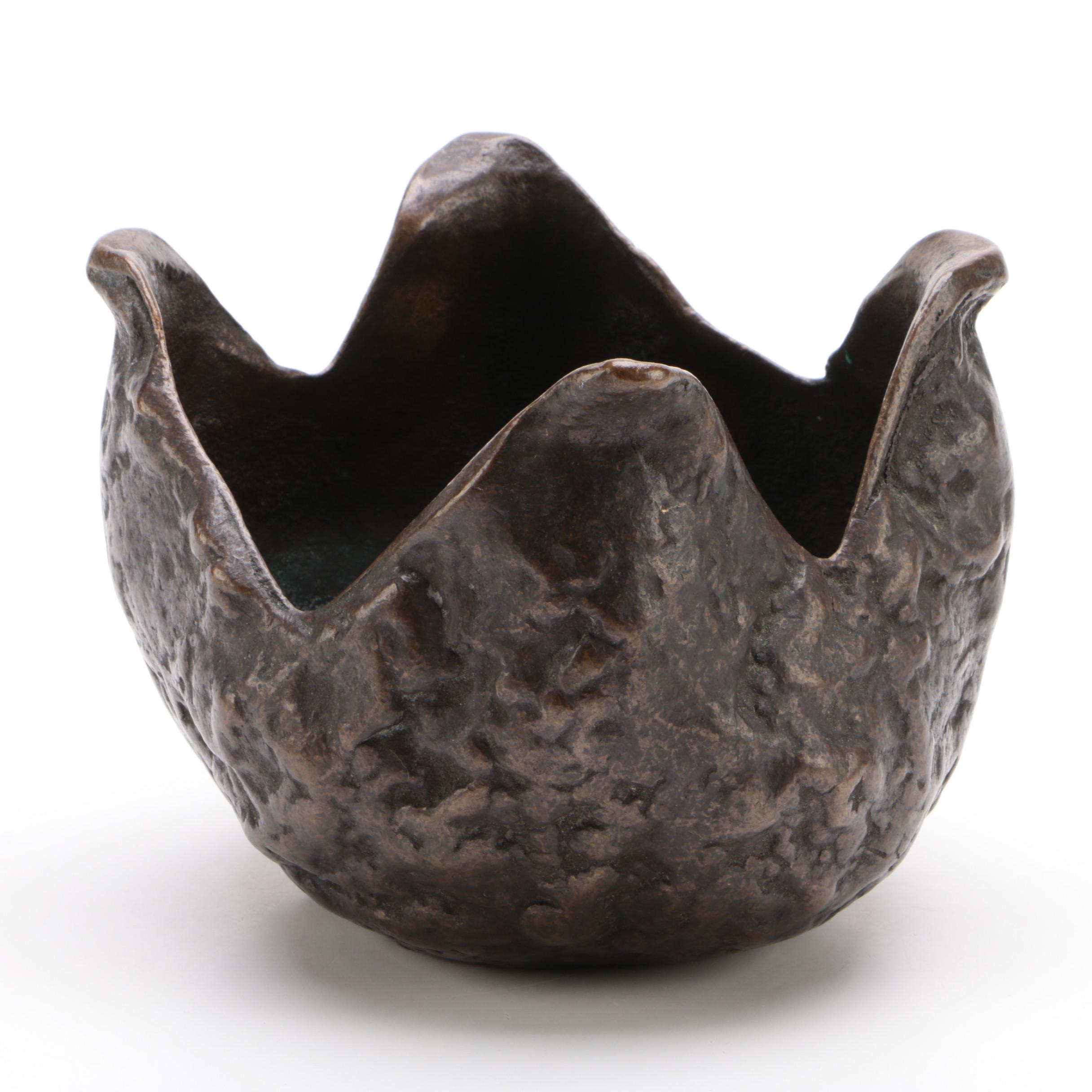 E Thelen Creations Modern Cast Iron and Bronze Bowl, Mid-20th Century