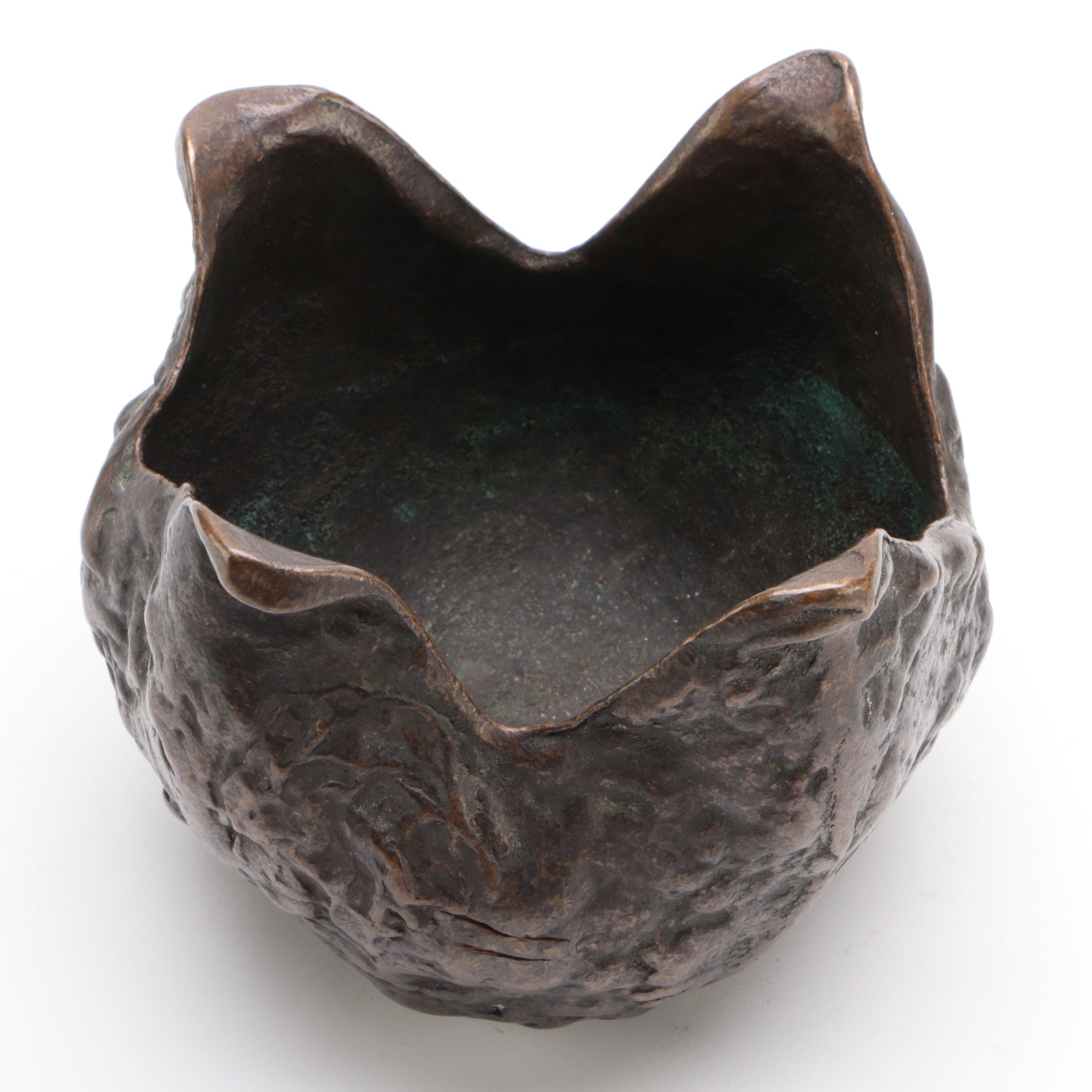 E Thelen Creations Modern Cast Iron and Bronze Bowl, Mid-20th Century