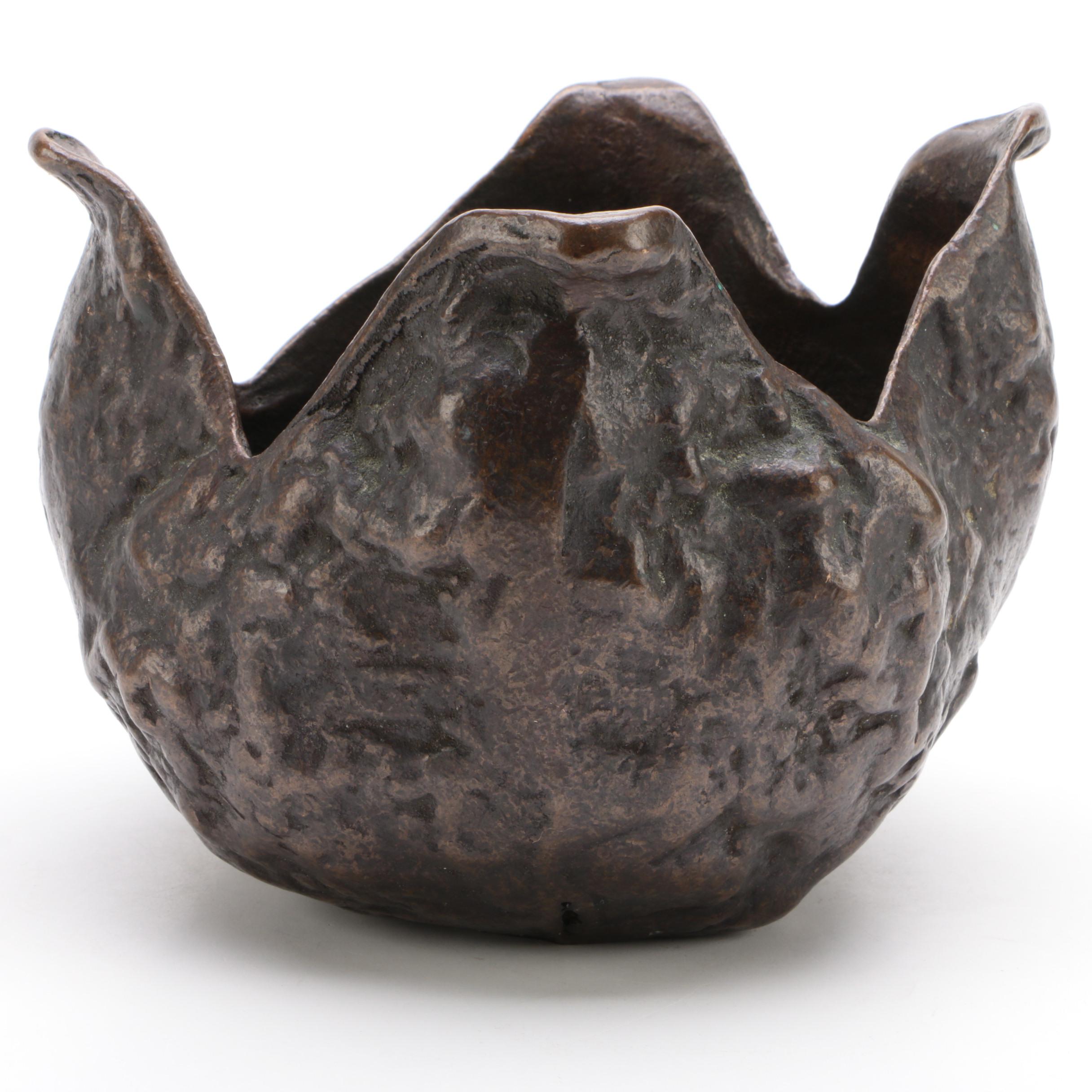 E Thelen Creations Modern Cast Iron and Bronze Bowl, Mid-20th Century