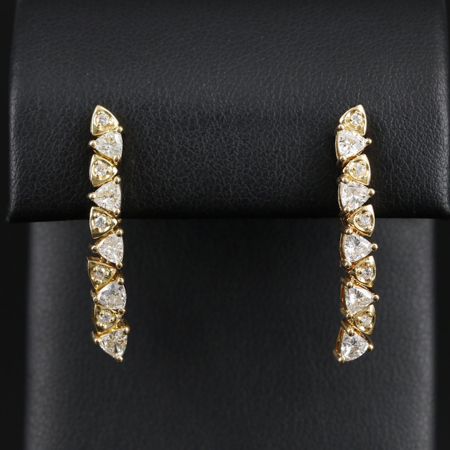 18K Yellow Gold 1.22 CTW Diamond Dangle Earrings