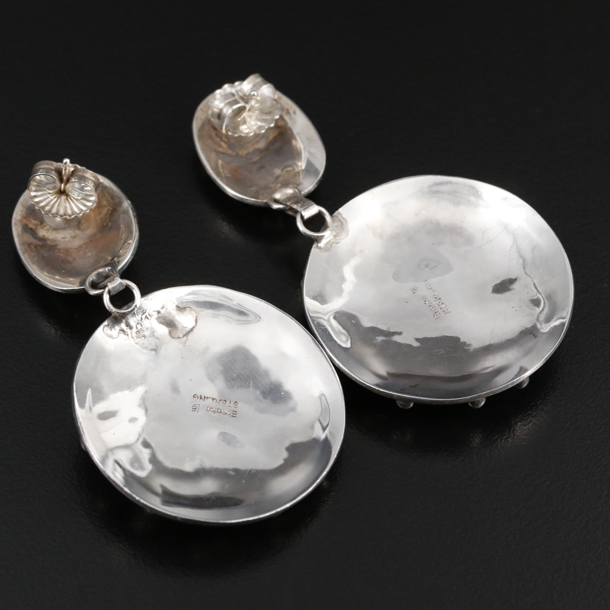 Erecka Lee Navajo Diné Sterling Floral Drop Earrings