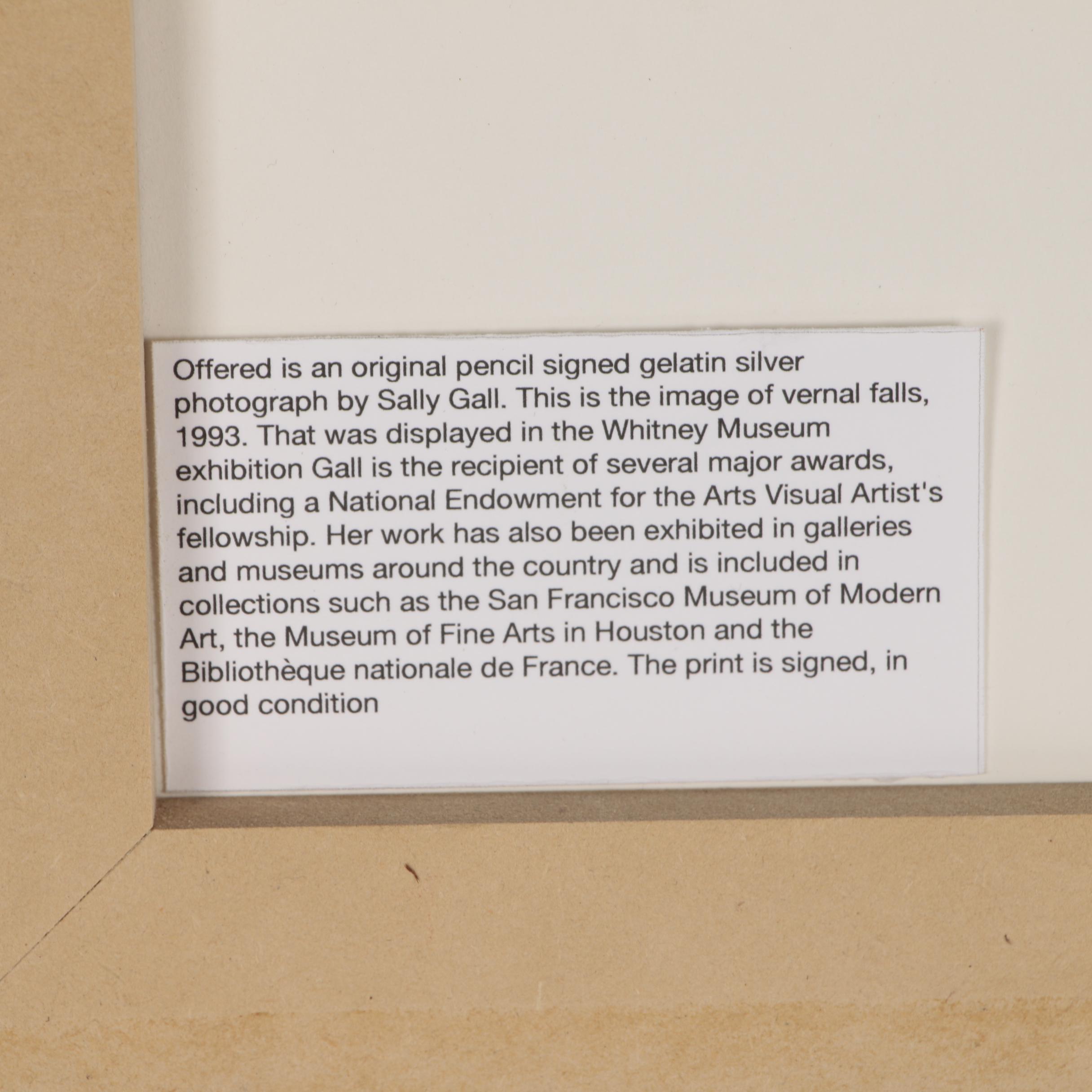 Sally Gall Silver Gelatin Photograph "Vernal Falls", 1993