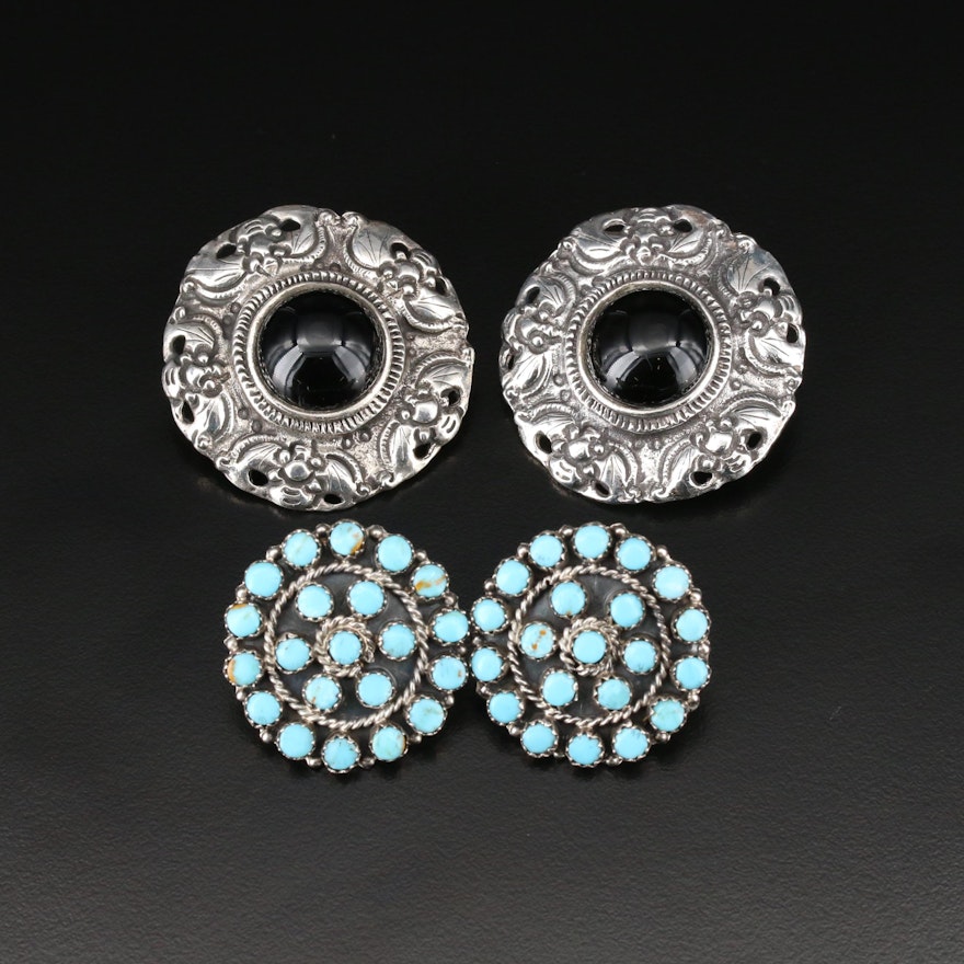 Amy Kahn Russell Black Onyx Earrings and Southwestern Turquoise Earrings