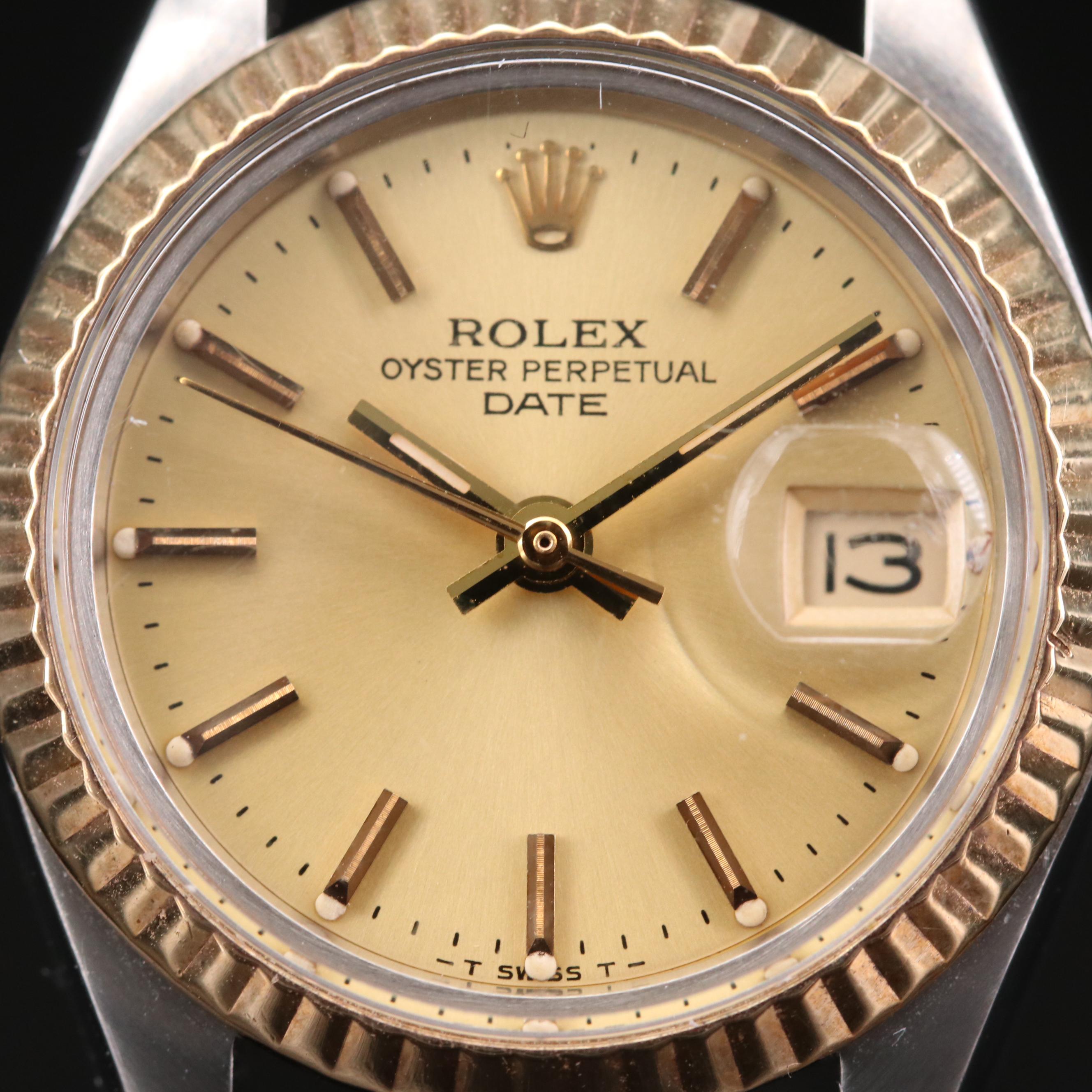 Stainless Steel and 18K Gold Rolex Datejust Watch, 1982