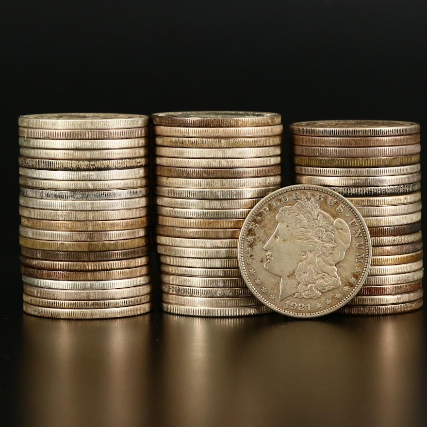 Group of Sixty 1921 Morgan Silver Dollars