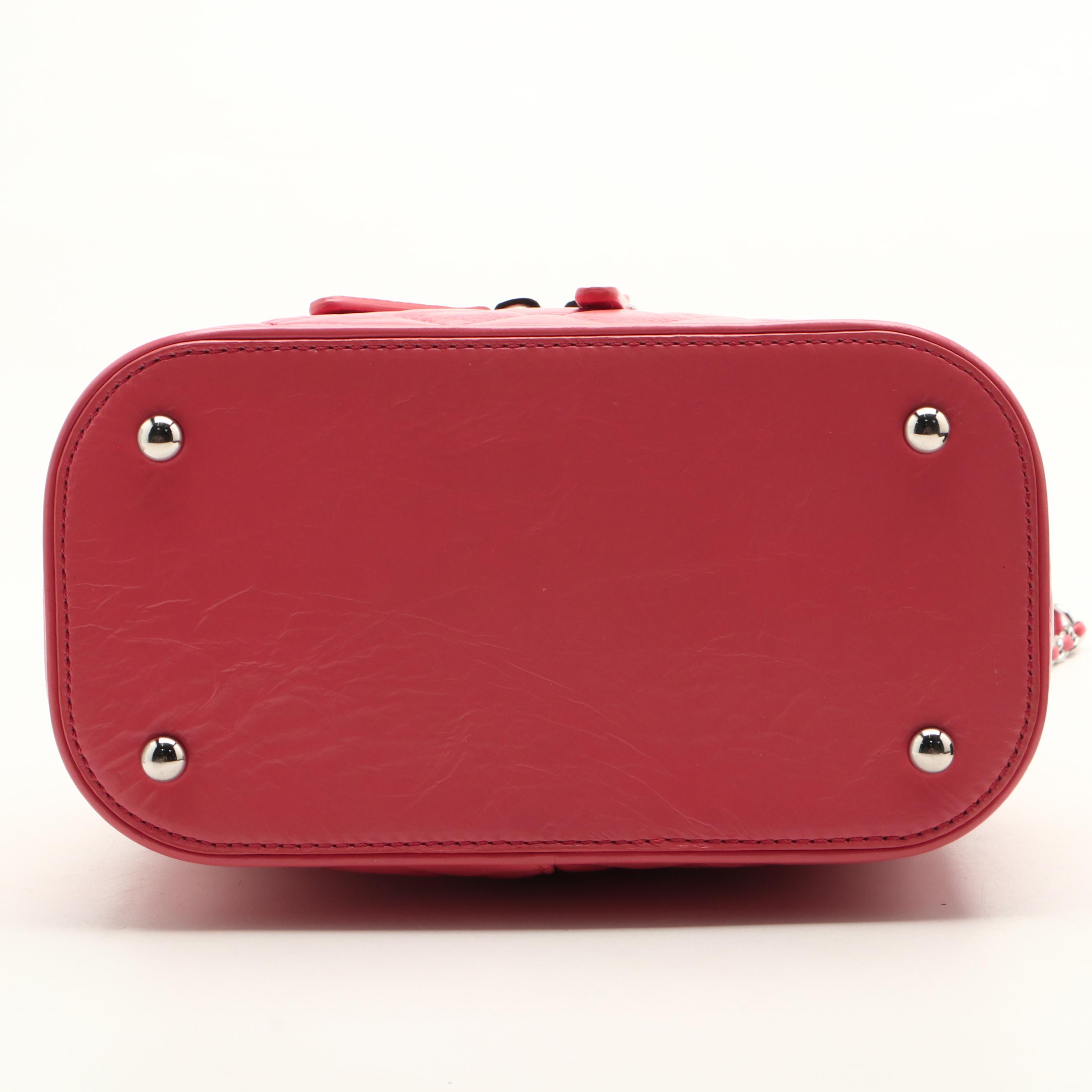 Chanel Pink Quilted Crumpled Calfskin and PVC Small Zip Around Flap Bag