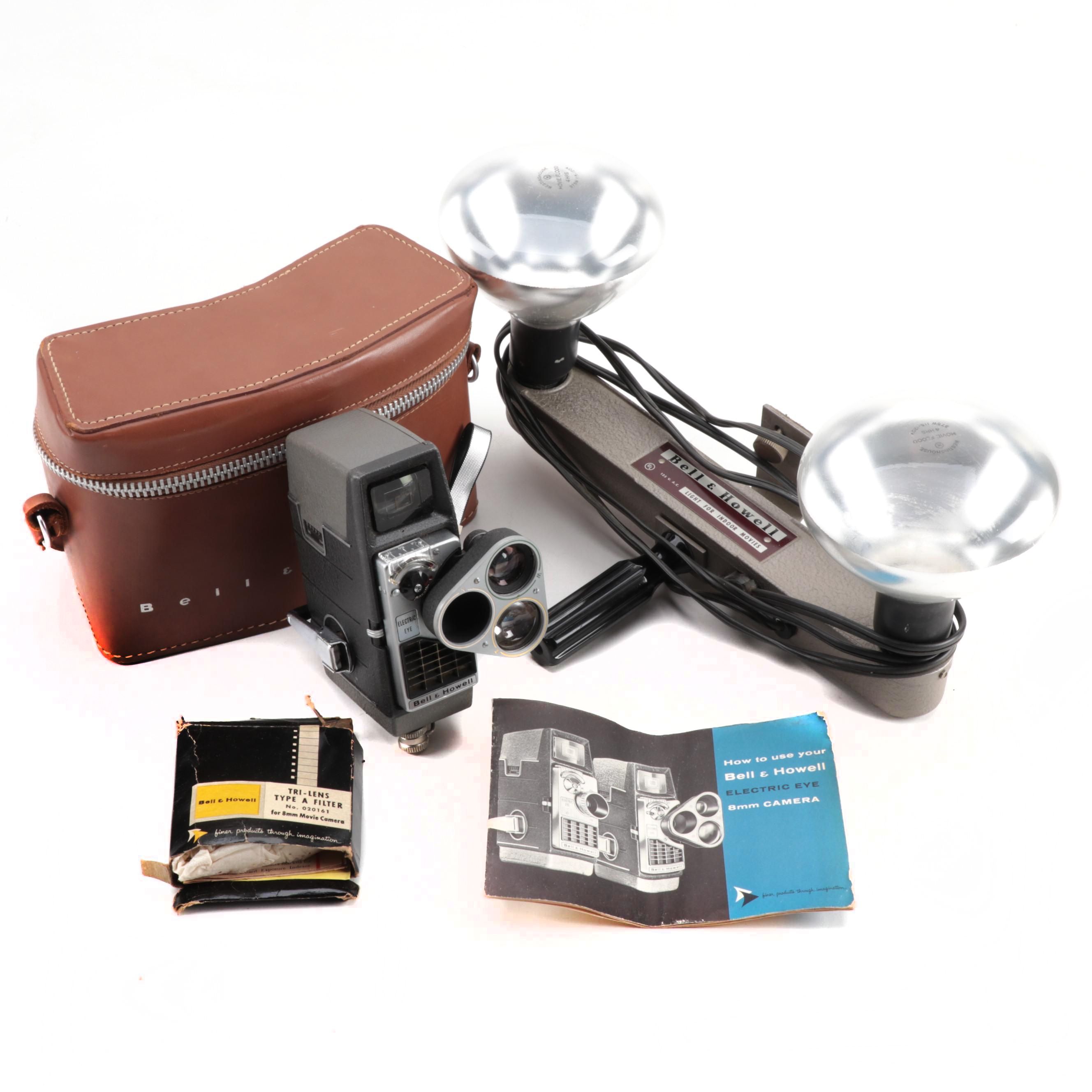 Bell & Howell Eye 8mm Movie Camera with 125 V.A.C. Lighting Device, circa 1958