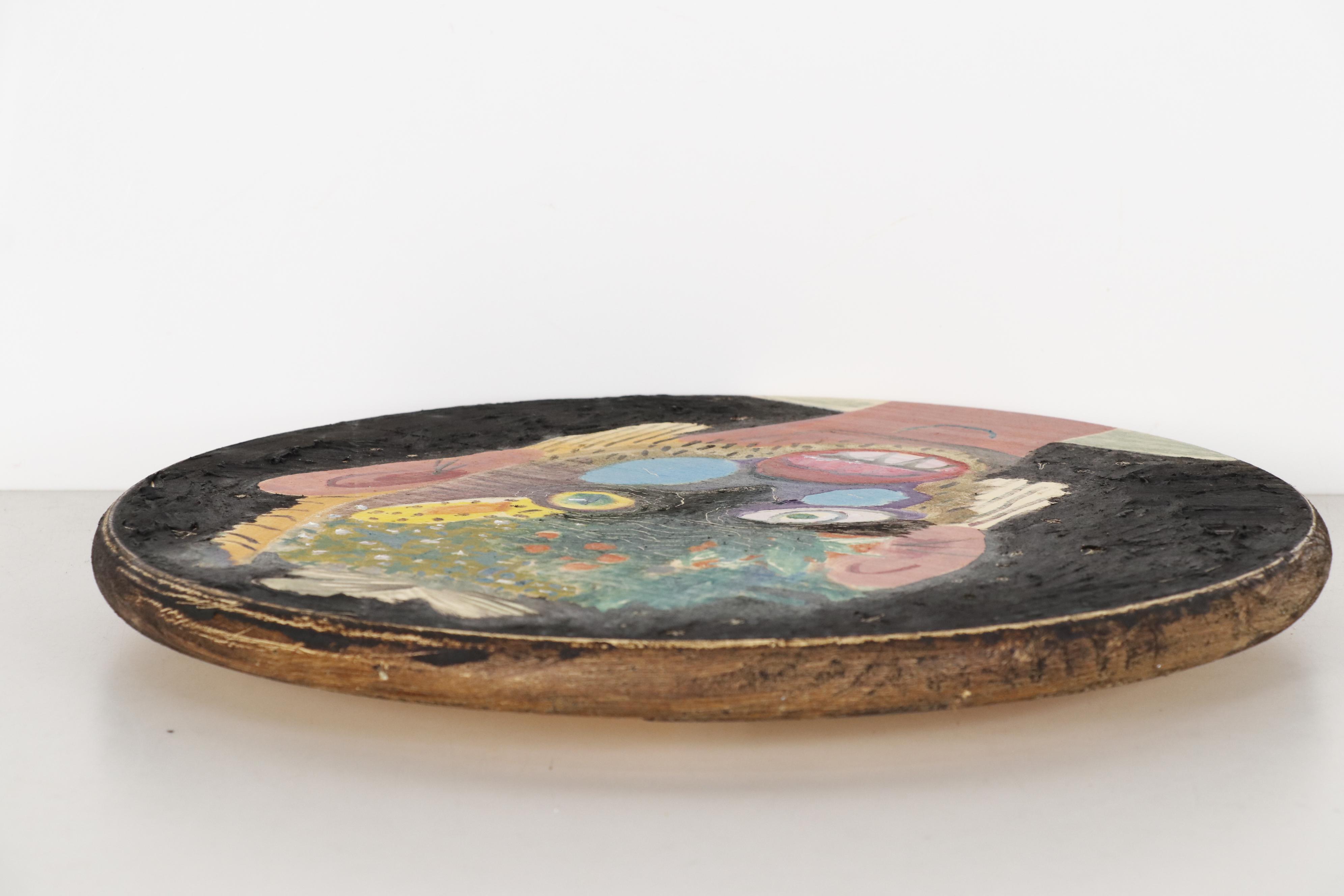 Philip the Transplant Mixed Media Painting with Tar "Tropical Mask"