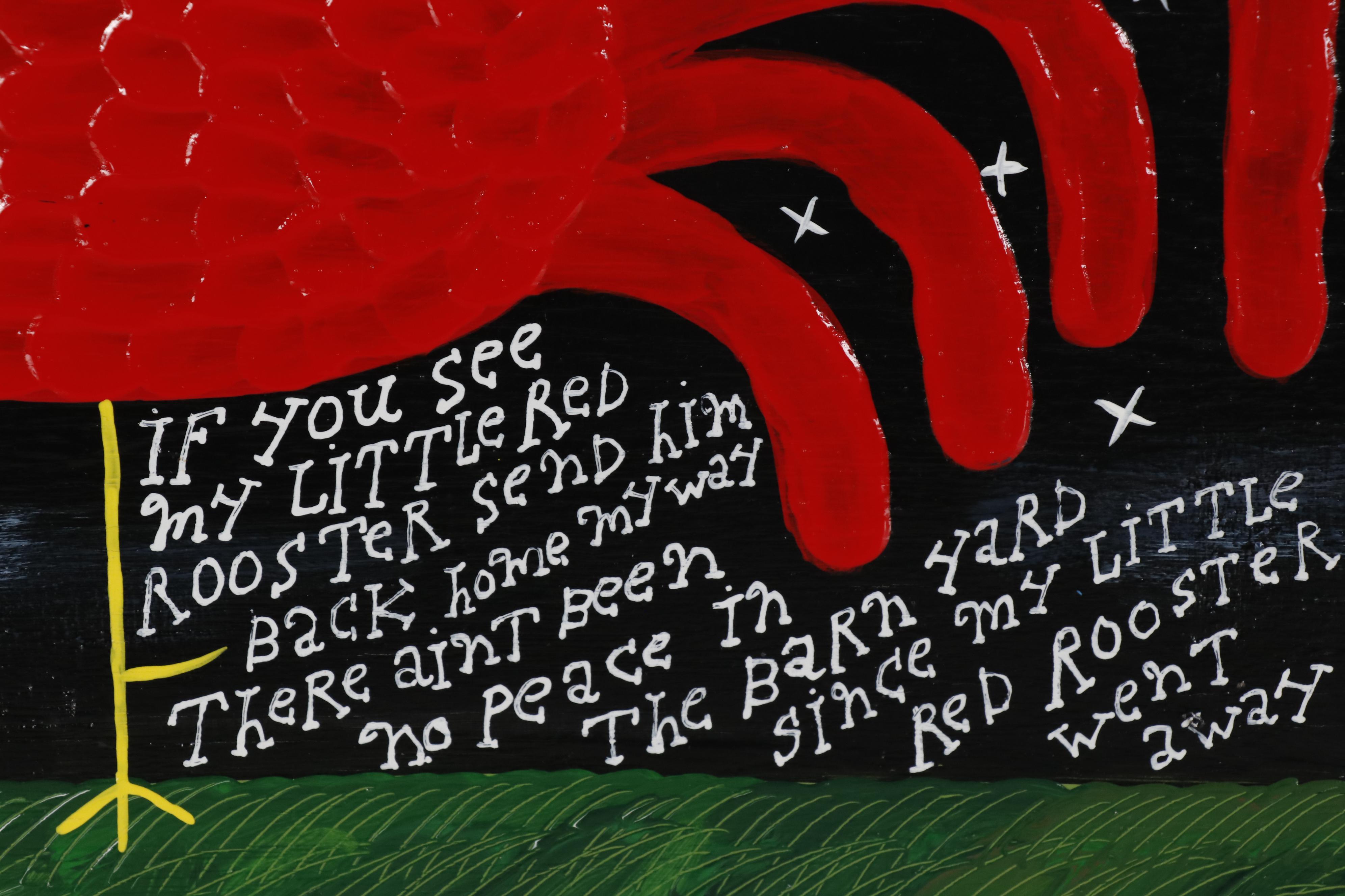 Jim Gary Phillips Folk Art Painting "My Little Red Rooster"