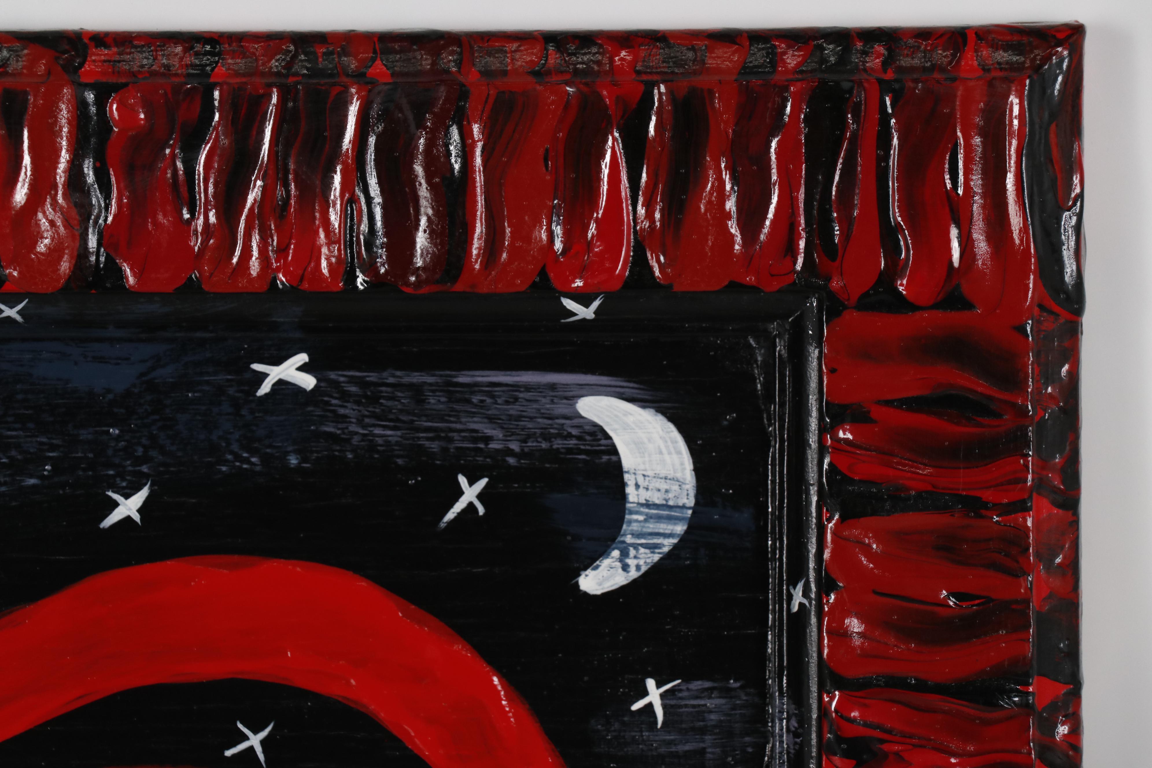 Jim Gary Phillips Folk Art Painting "My Little Red Rooster"