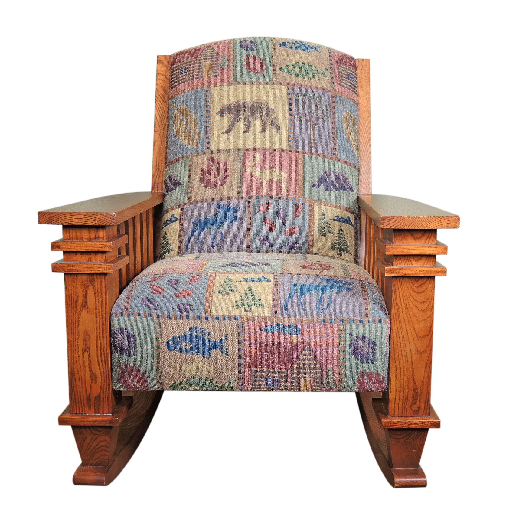 Schweiger Furniture Arts and Crafts Style Oak Rocking Armchair