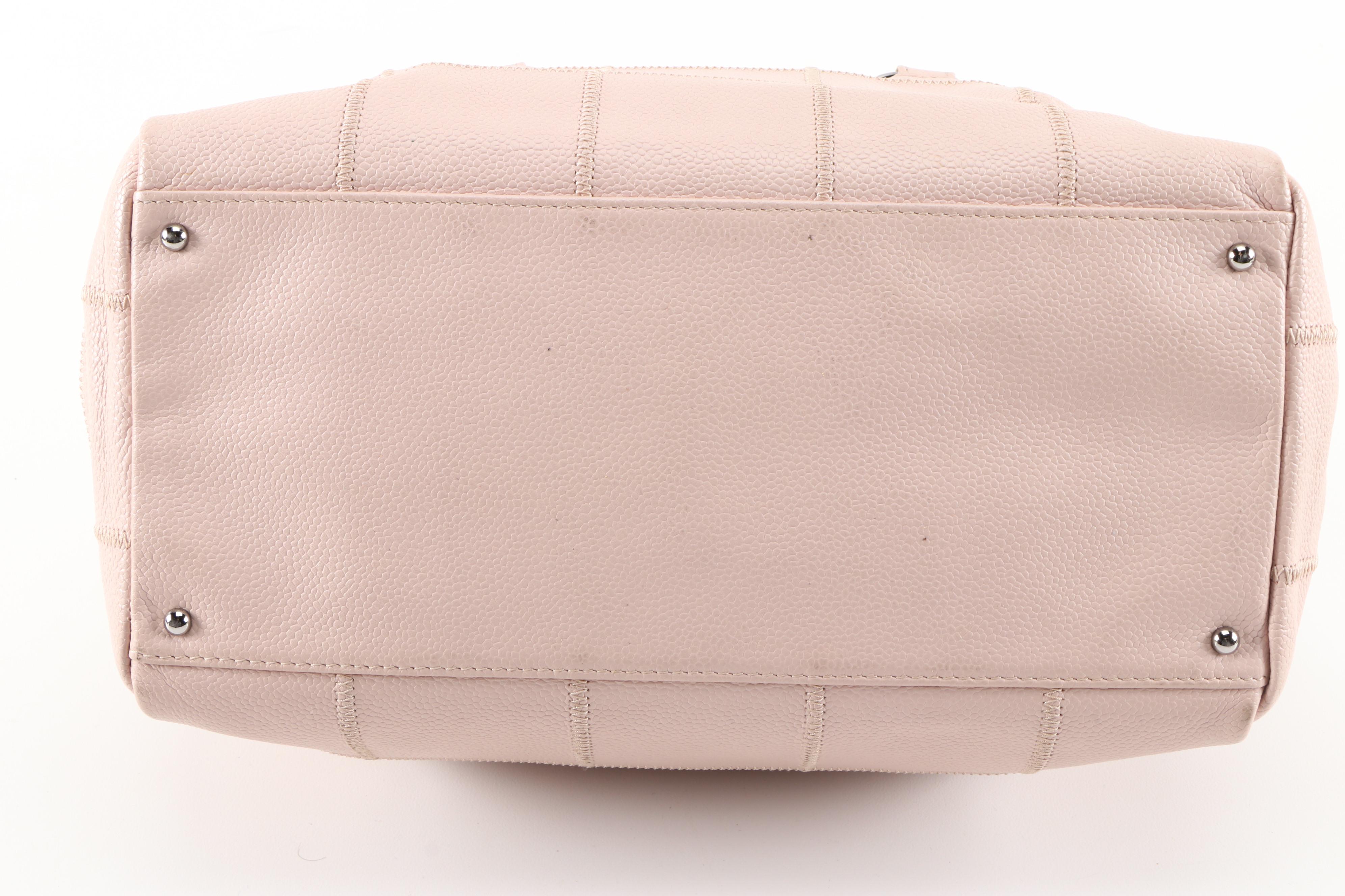 Chanel Quilted Bowler Bag in Blush Beige Caviar Leather