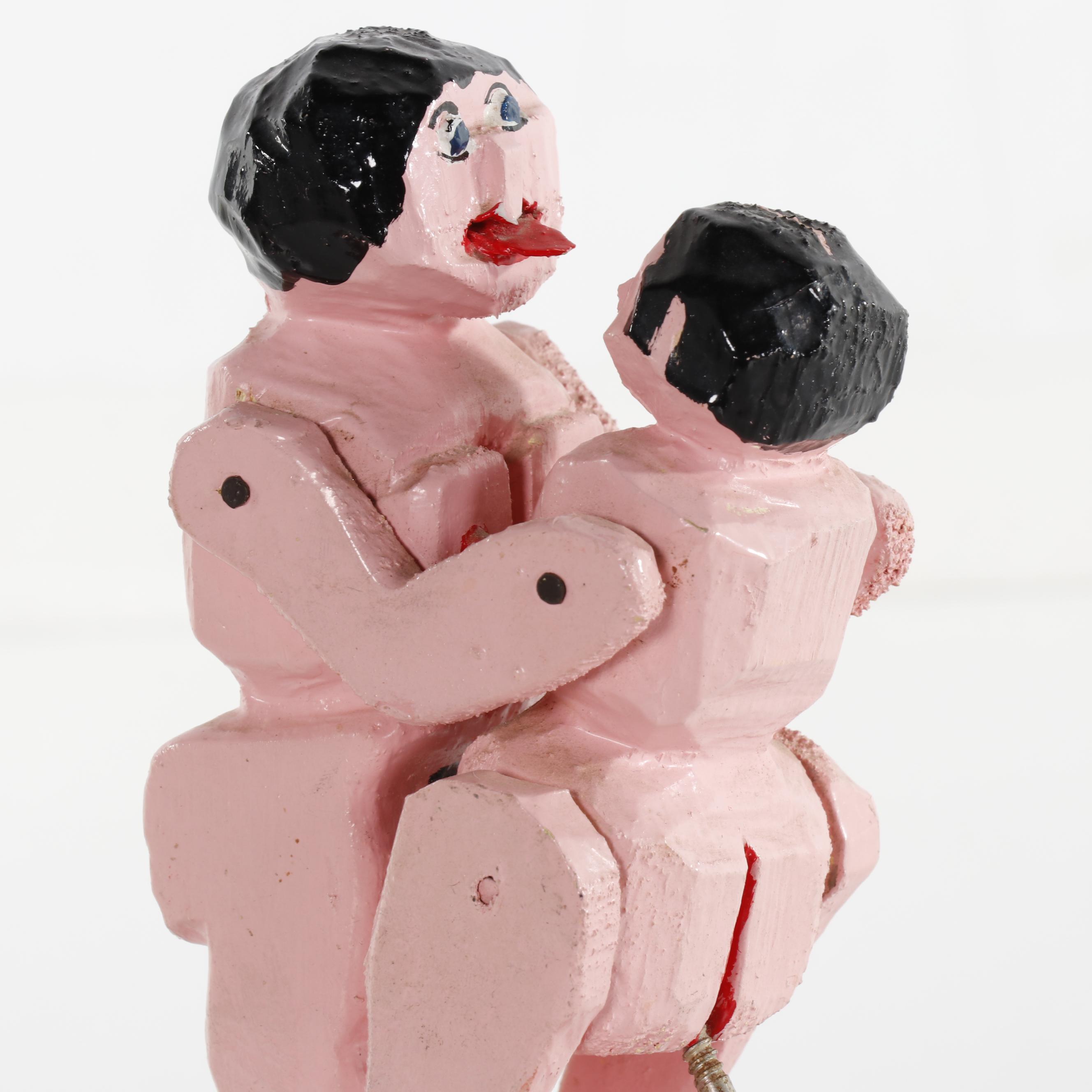 Hugo Sperger Erotic Folk Art Kinetic Wood Sculpture "In and Out"