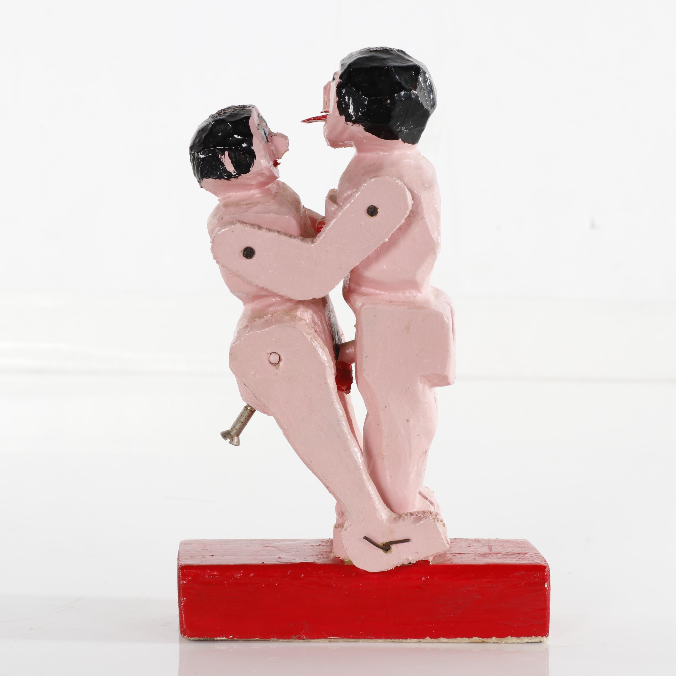 Hugo Sperger Erotic Folk Art Kinetic Wood Sculpture "In and Out"