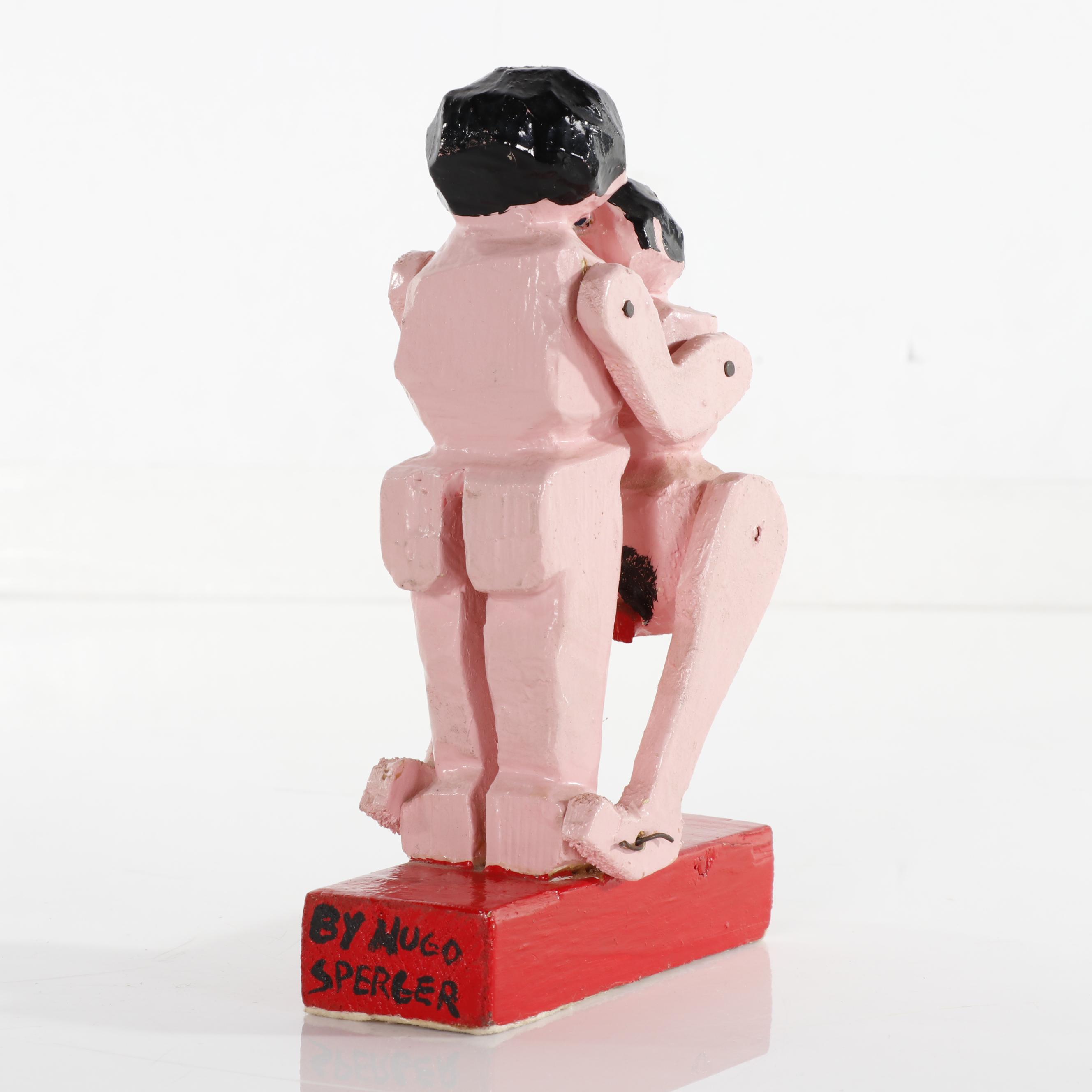 Hugo Sperger Erotic Folk Art Kinetic Wood Sculpture "In and Out"