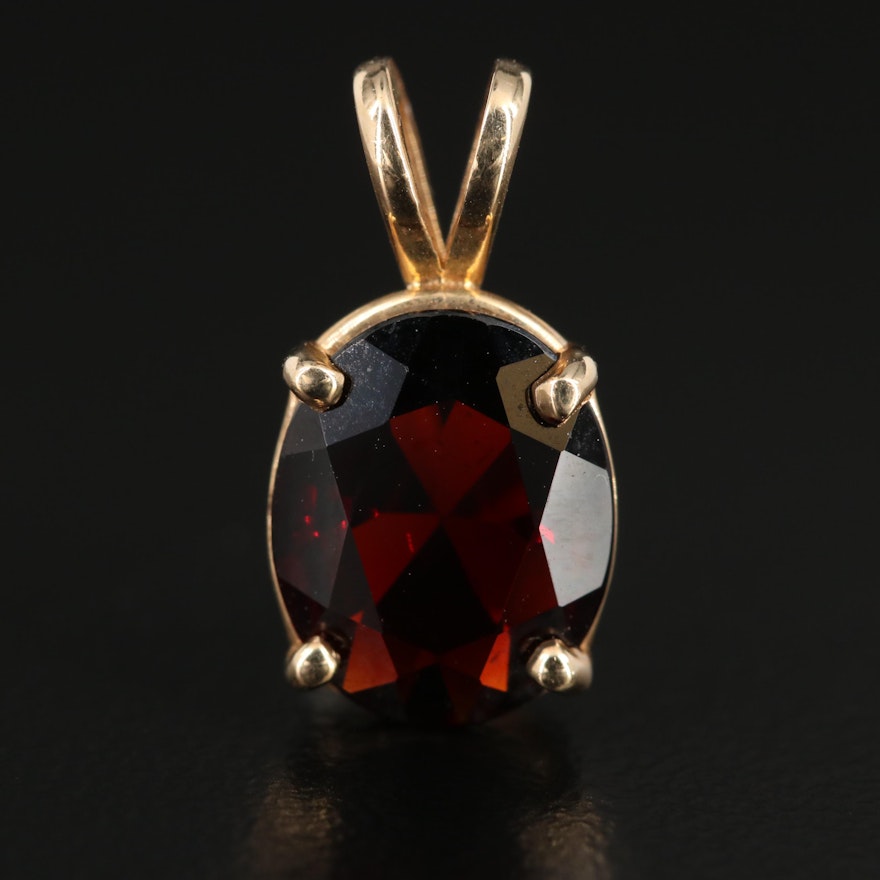 14K Gold Garnet Pendant