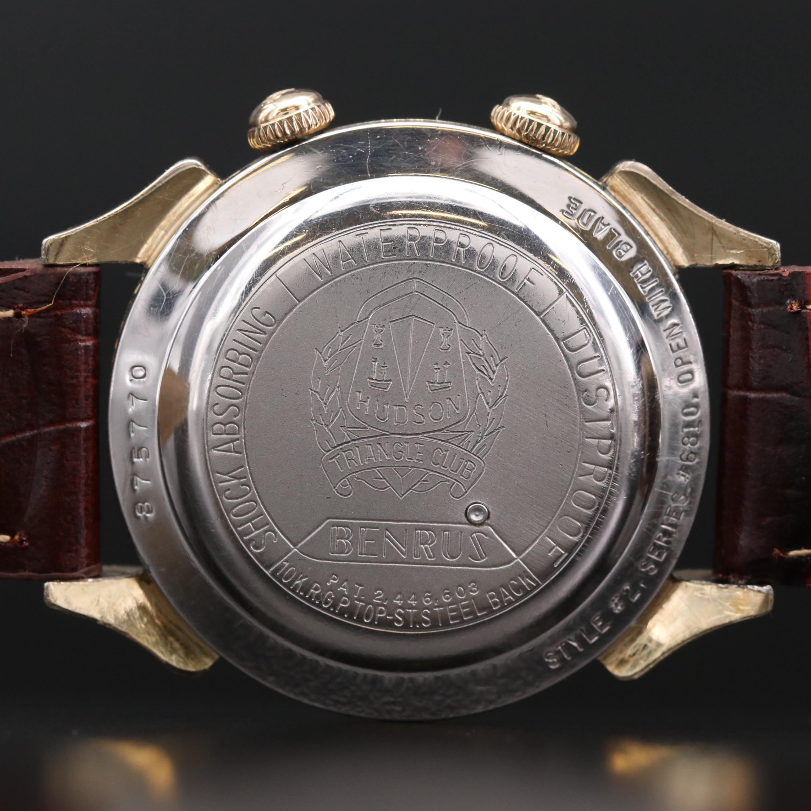 Vintage Benrus Wrist Alarm Gold Tone Stem Wind Watch