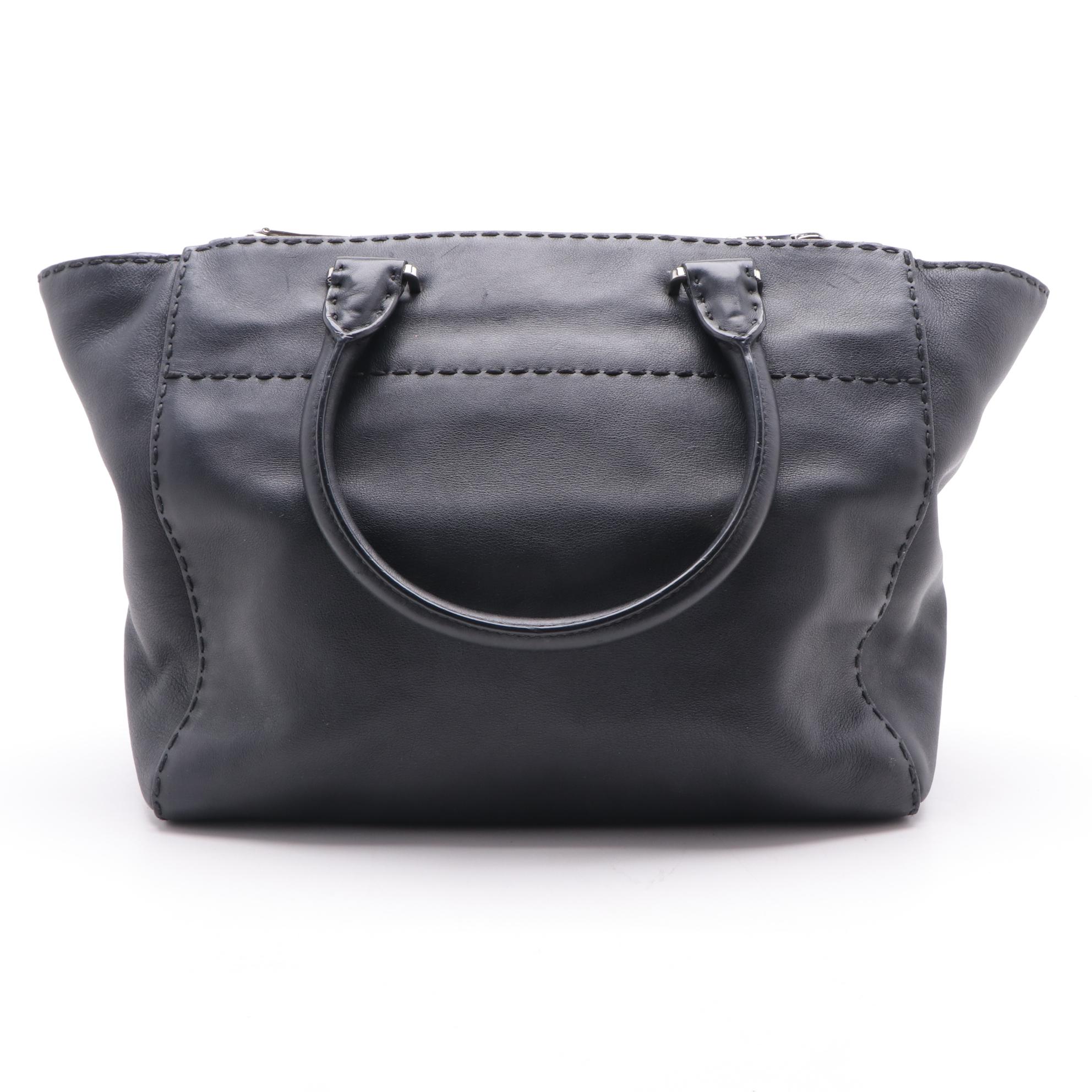 Prada Twin Pocket City Satchel in Black Grained Leather