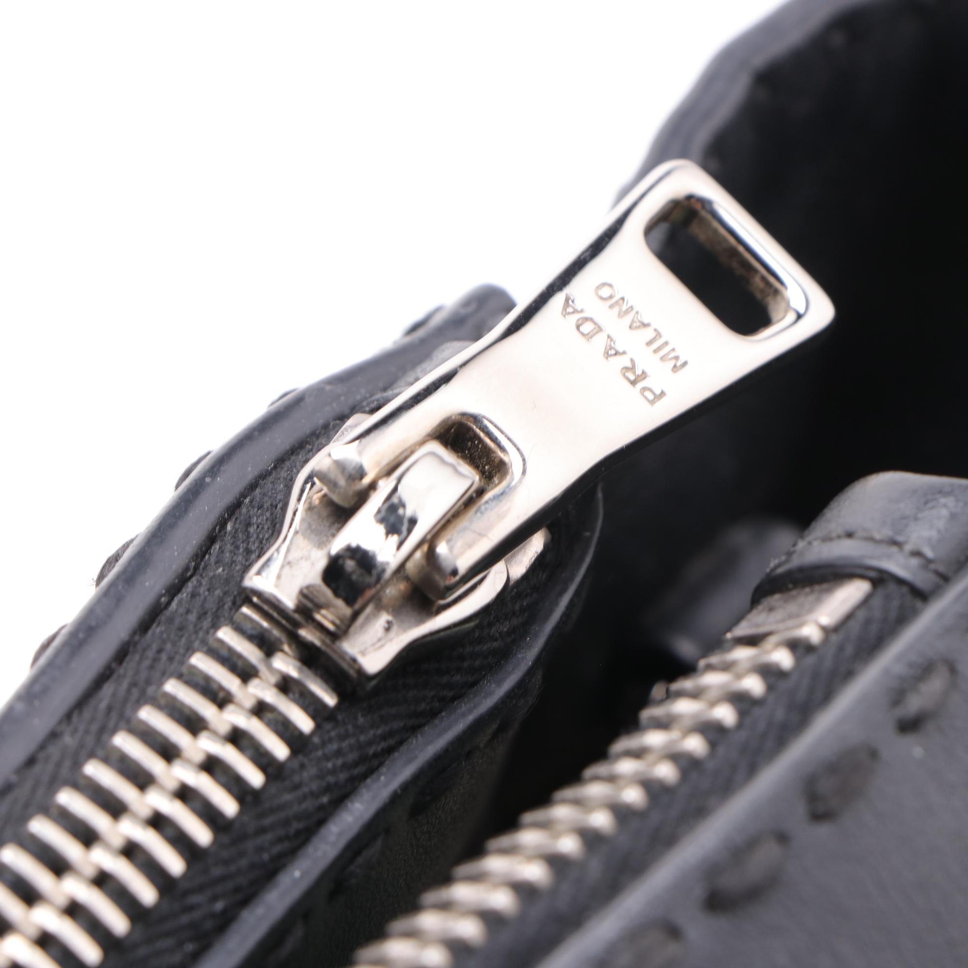 Prada Twin Pocket City Satchel in Black Grained Leather