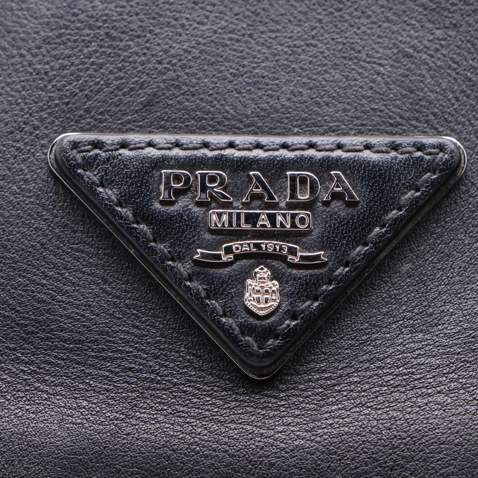 Prada Twin Pocket City Satchel in Black Grained Leather