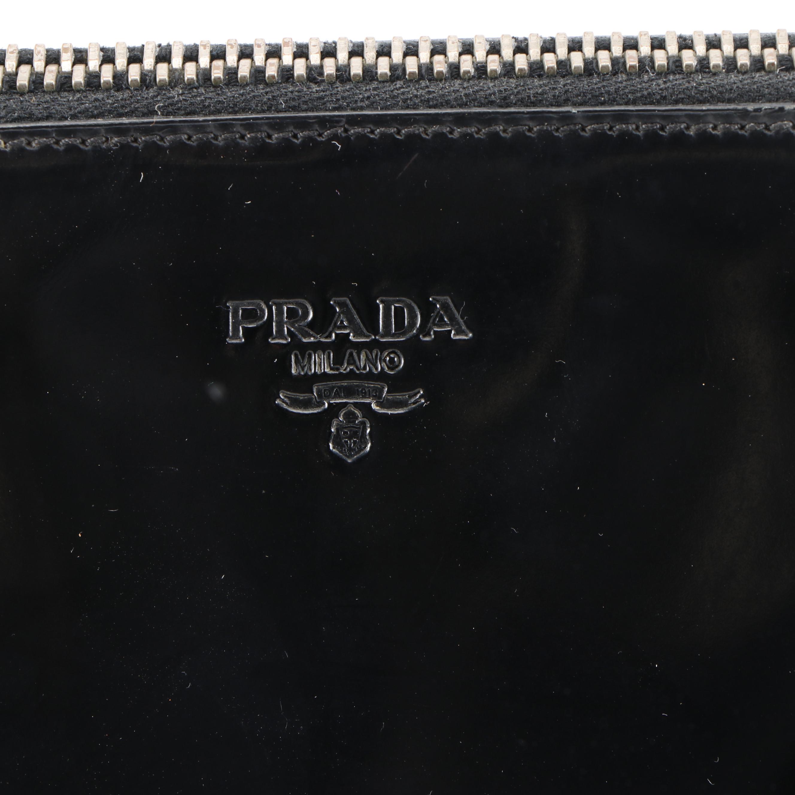 Prada Glazed Black Leather Top Handle Bag