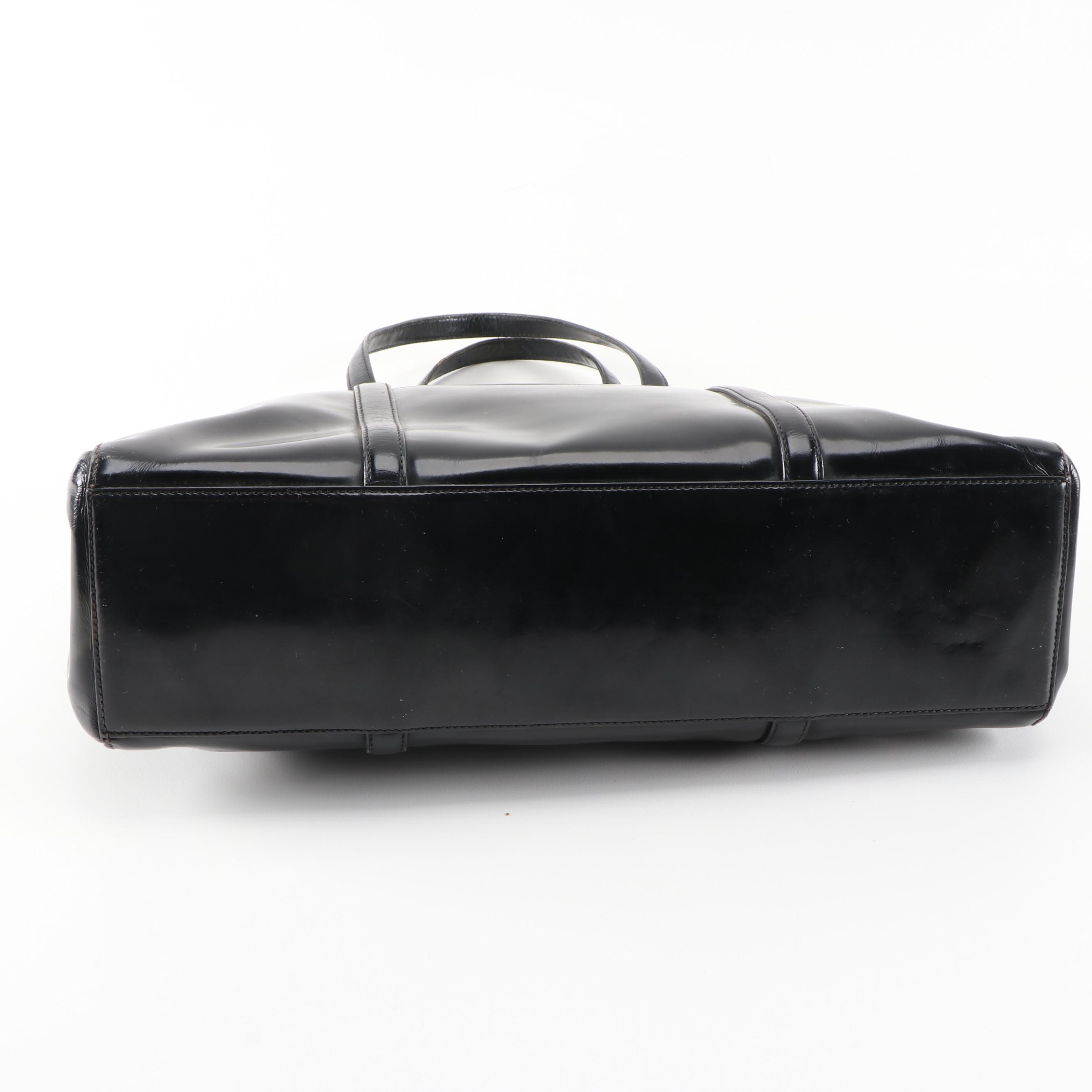 Prada Glazed Black Leather Top Handle Bag