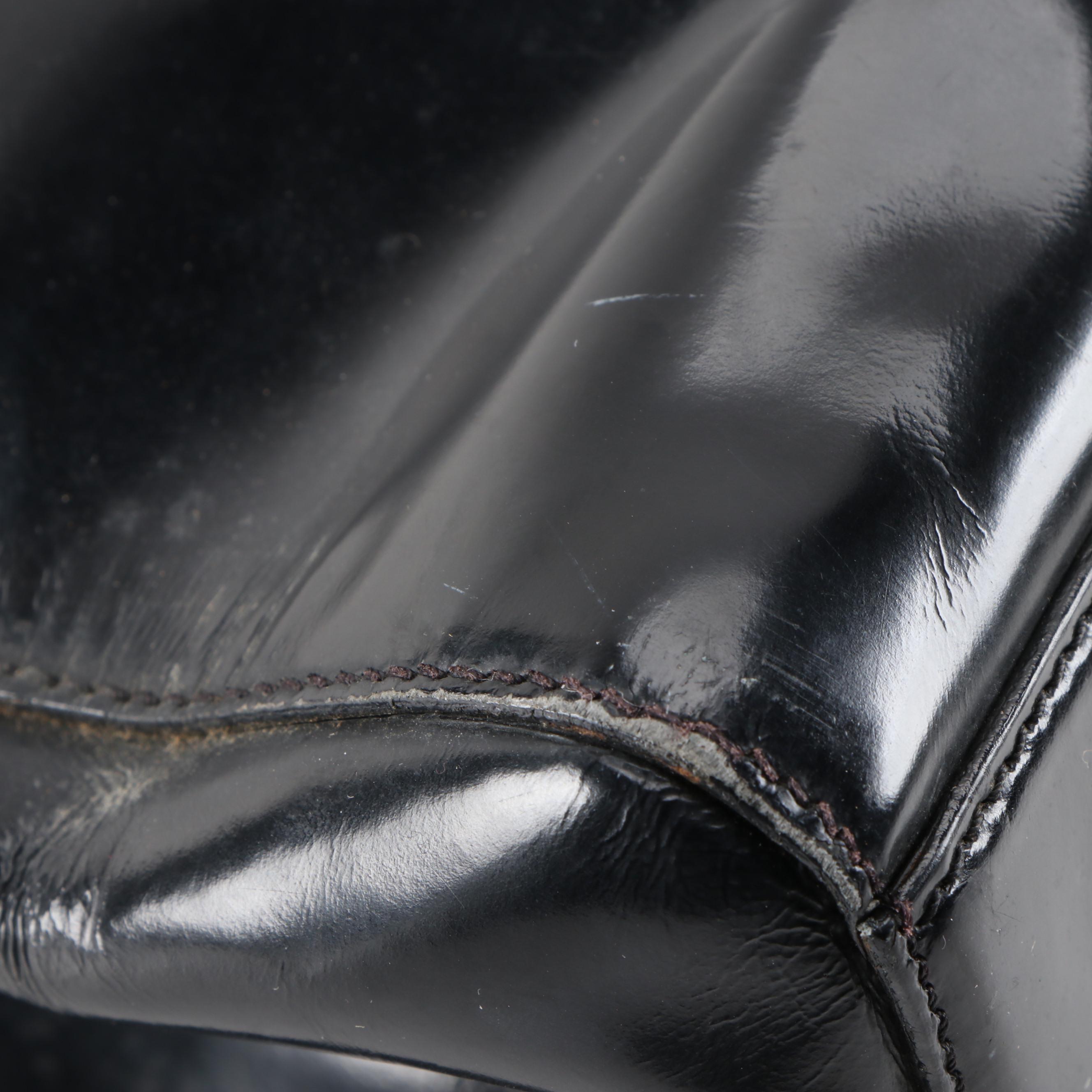 Prada Glazed Black Leather Top Handle Bag