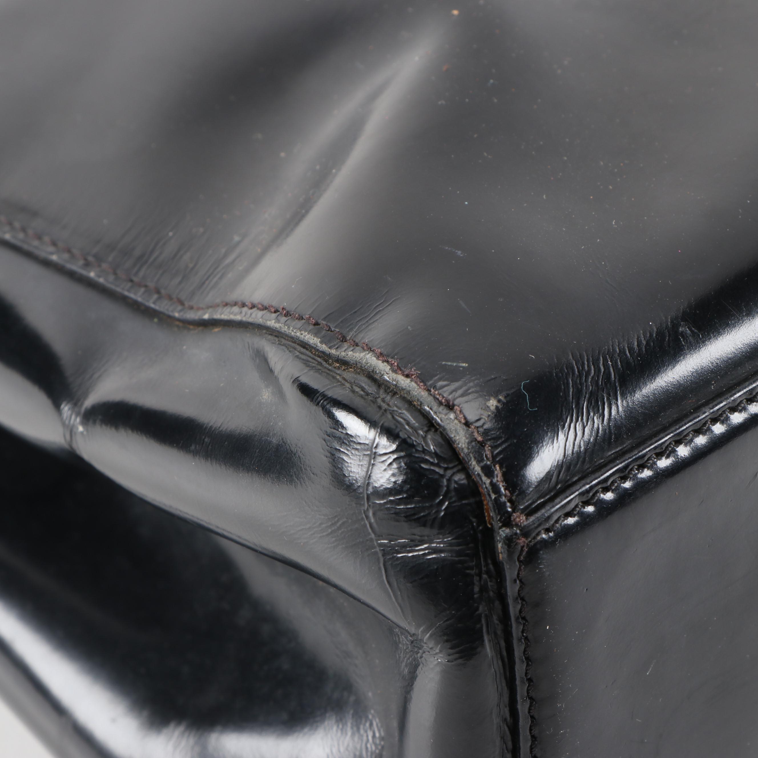 Prada Glazed Black Leather Top Handle Bag