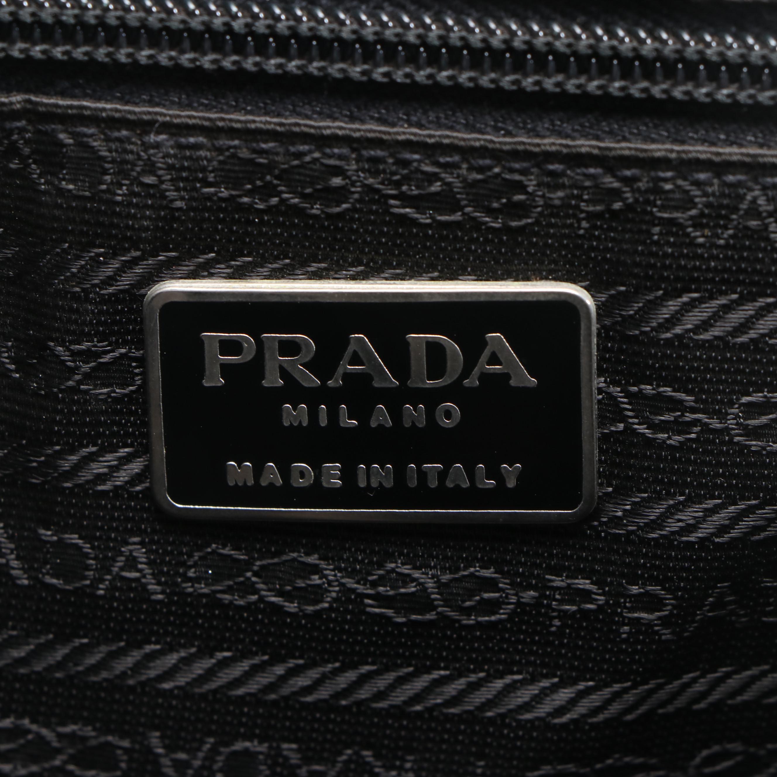 Prada Glazed Black Leather Top Handle Bag