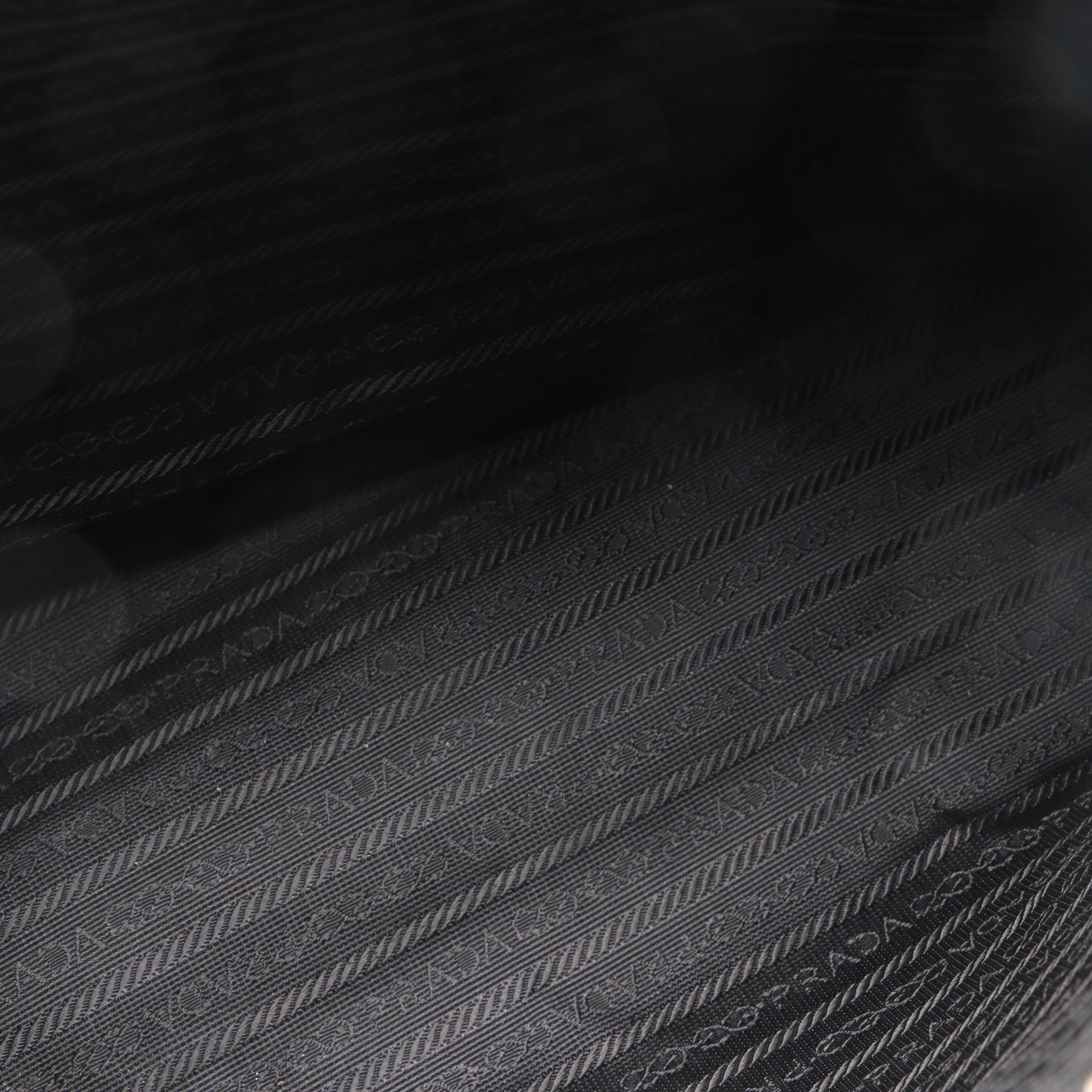 Prada Glazed Black Leather Top Handle Bag