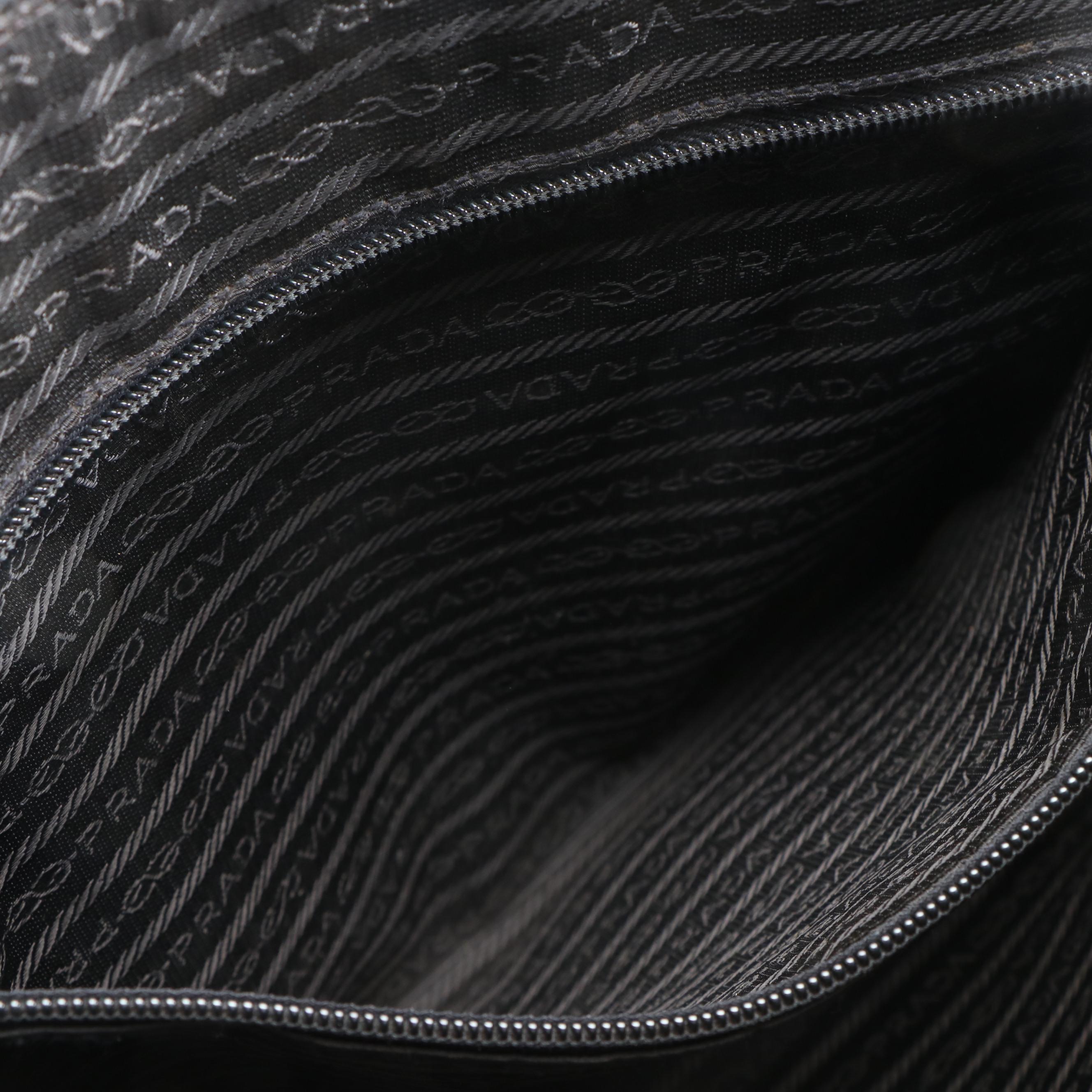 Prada Glazed Black Leather Top Handle Bag