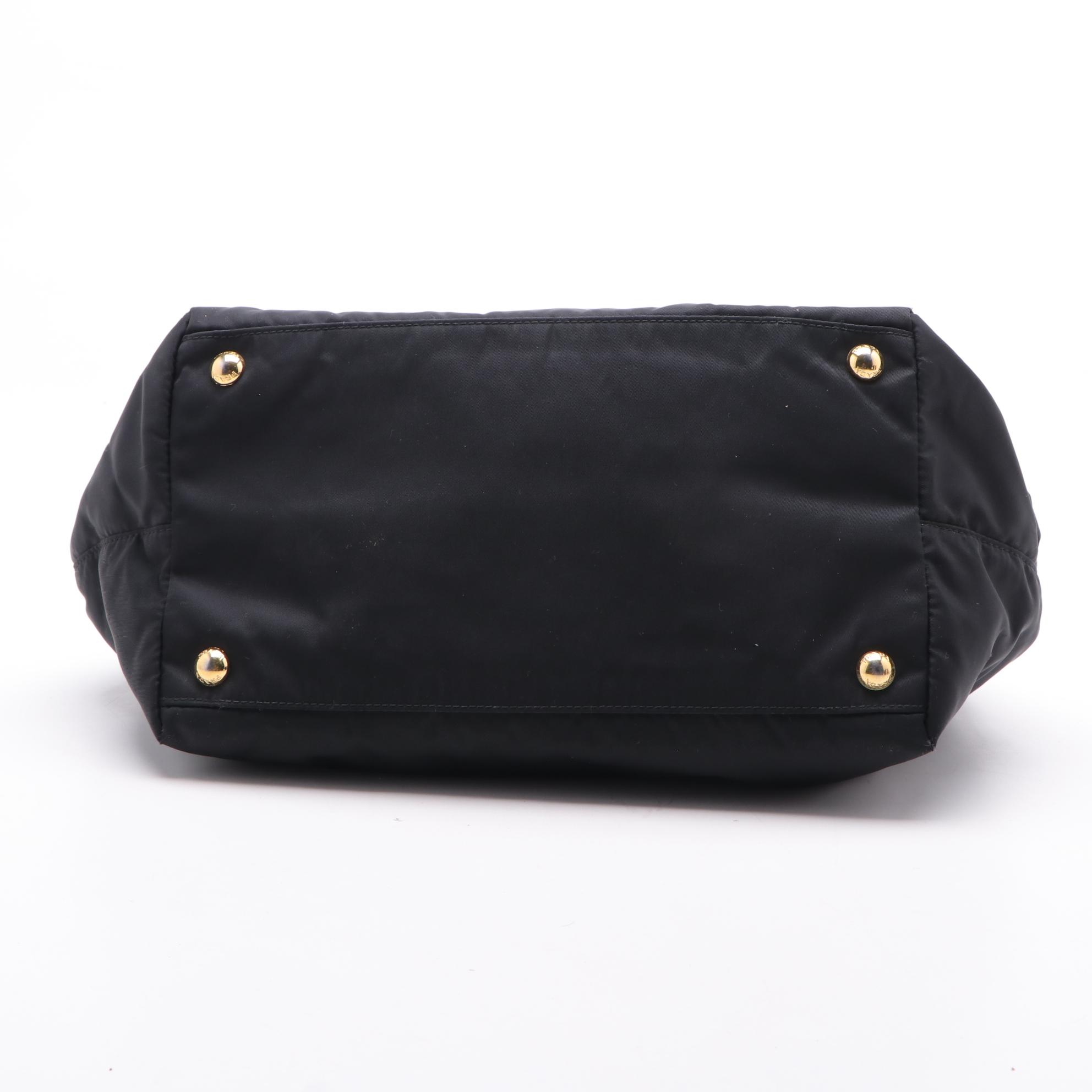 Prada Black Tessuto Nylon Fiocco Bow Tote Handbag