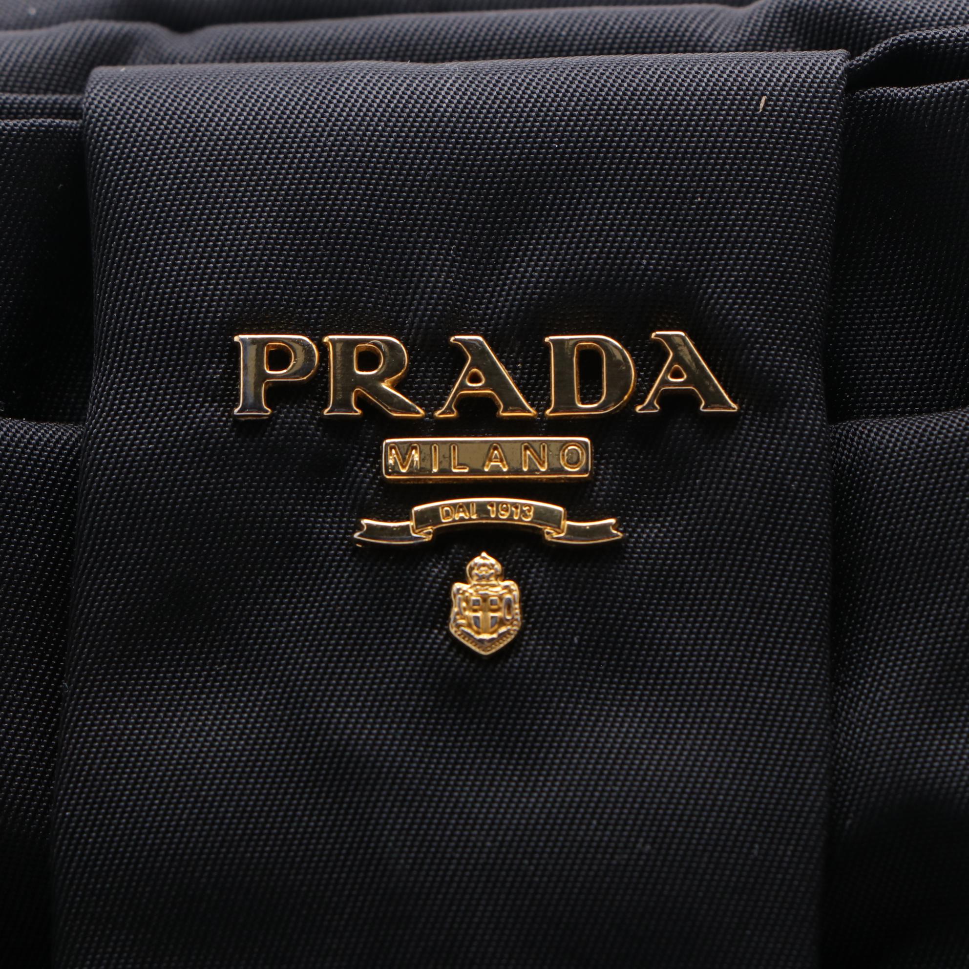 Prada Black Tessuto Nylon Fiocco Bow Tote Handbag
